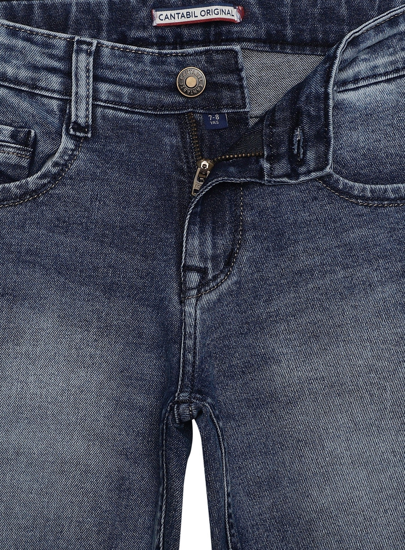 Cantabil Blue Solid Cotton Denim Flat Front Mid Rise Full Length Regular Fit Casual Jeans For Boys (7163136540811)