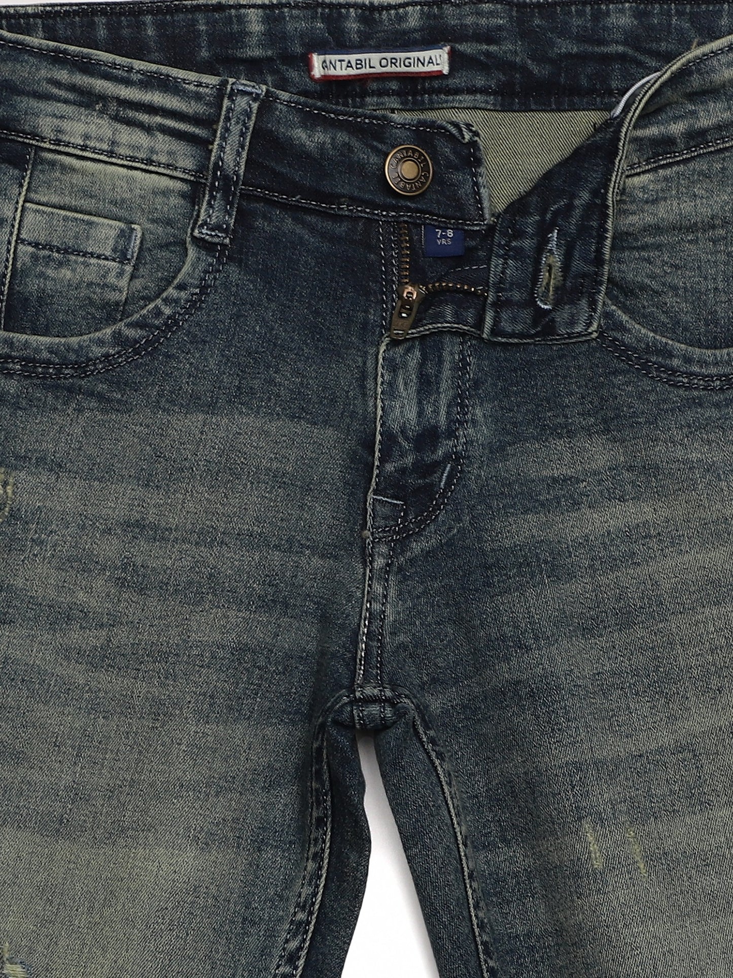 Cantabil Blue Solid Cotton Denim Flat Front Mid Rise Full Length Regular Fit Casual Jeans For Boys (7163137032331)