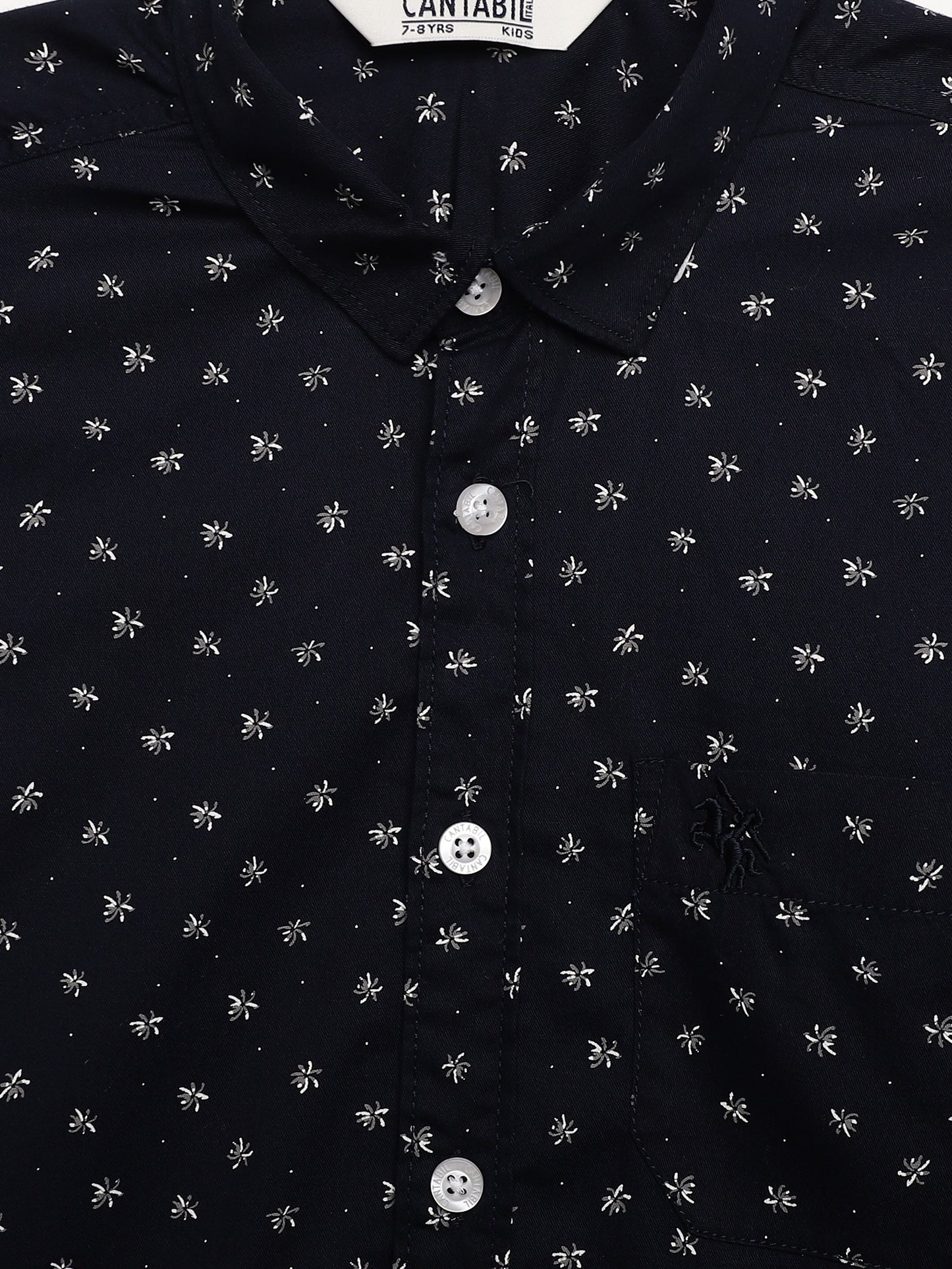 Cantabil Boys Navy Blue Floral Printed Full Sleeves Casual Shirt (7155414597771)