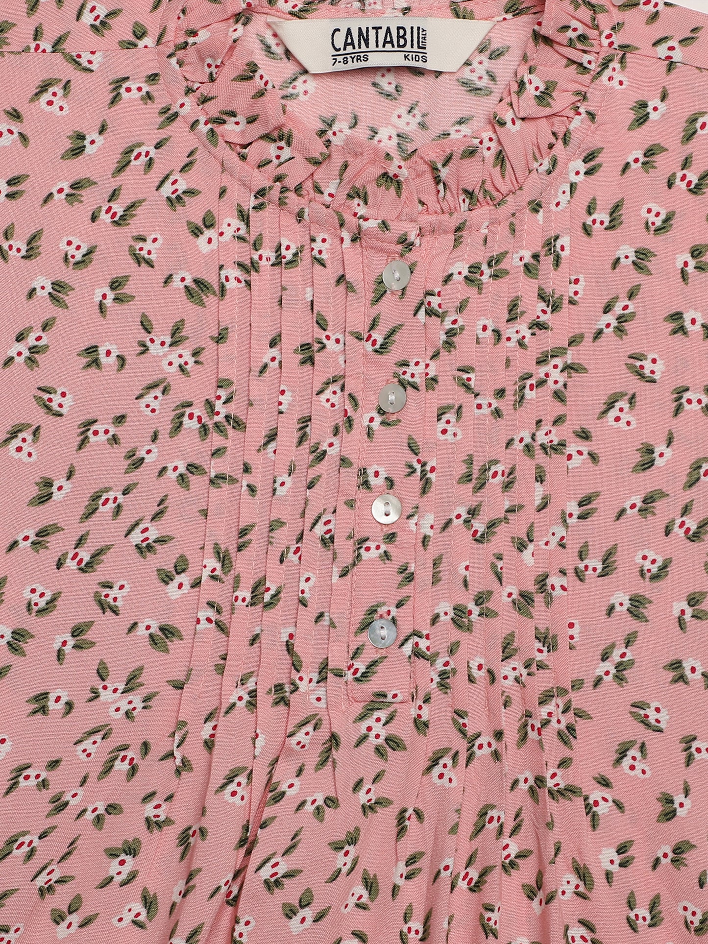 Cantabil Girls Pink Floral Printed Round Neck 3/4 Sleeve Top (7165931192459)