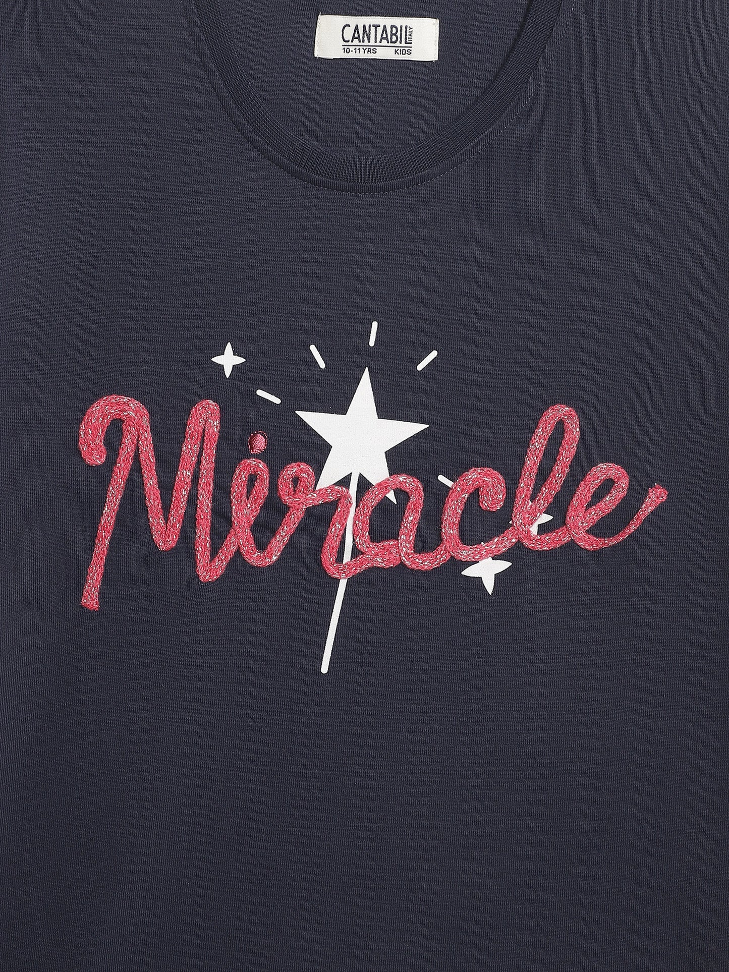 Cantabil Girls Navy Blue Round Neck Printed T-Shirt (7135818645643)