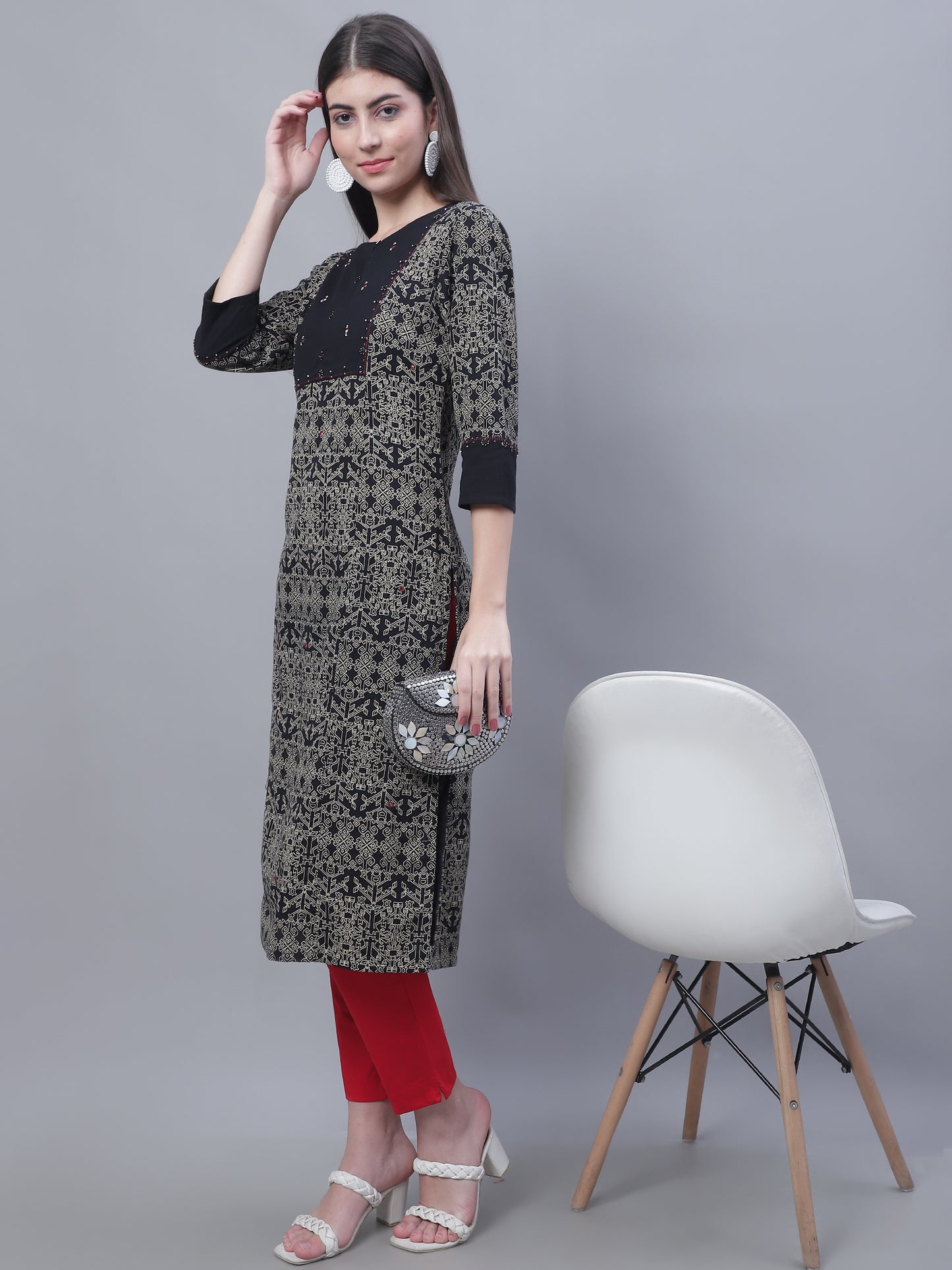 Cantabil Women Solid Red Kurti Pant (7135819726987)