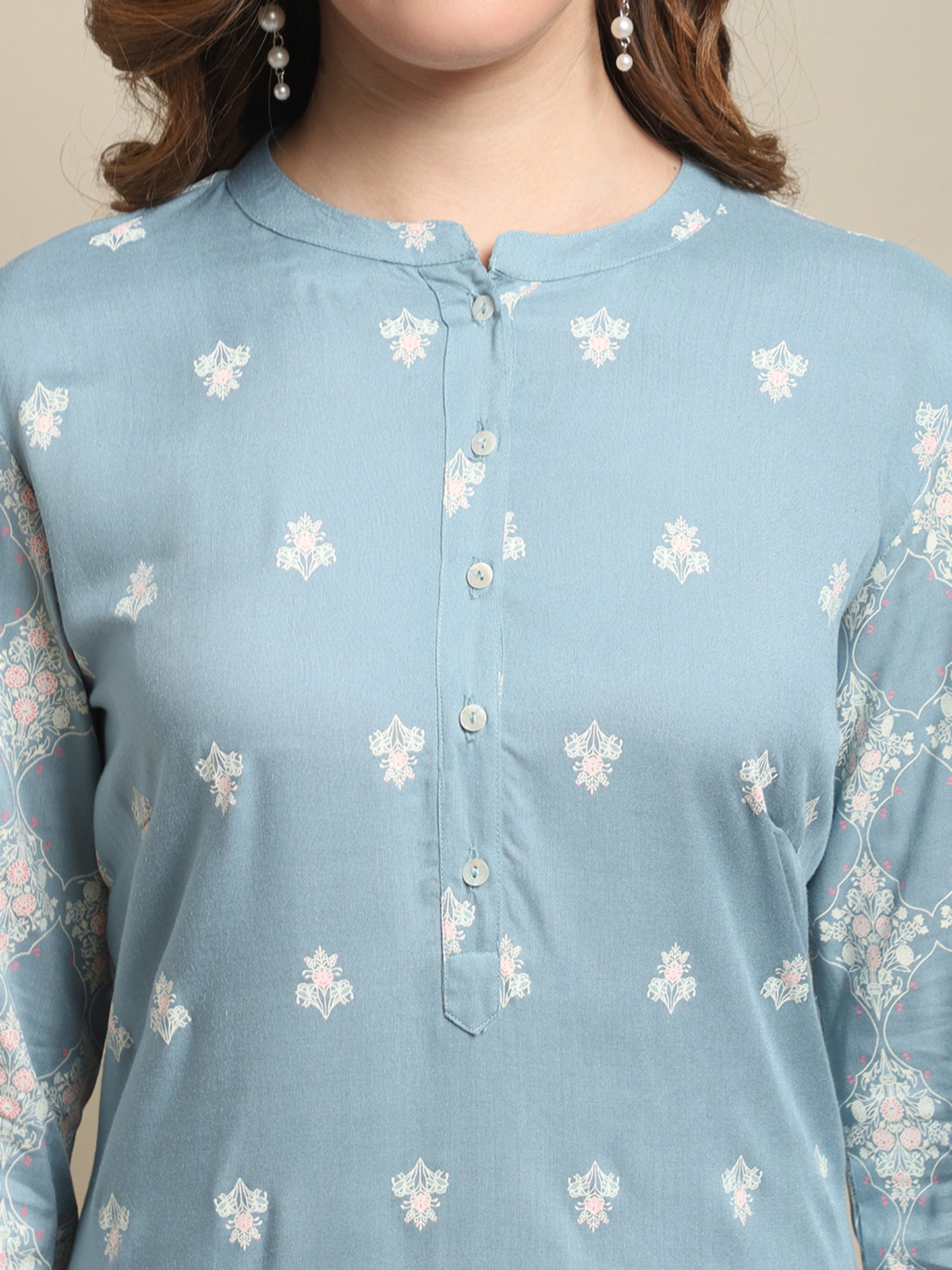 Cantabil Women Sky Blue Kurti (7121541070987)