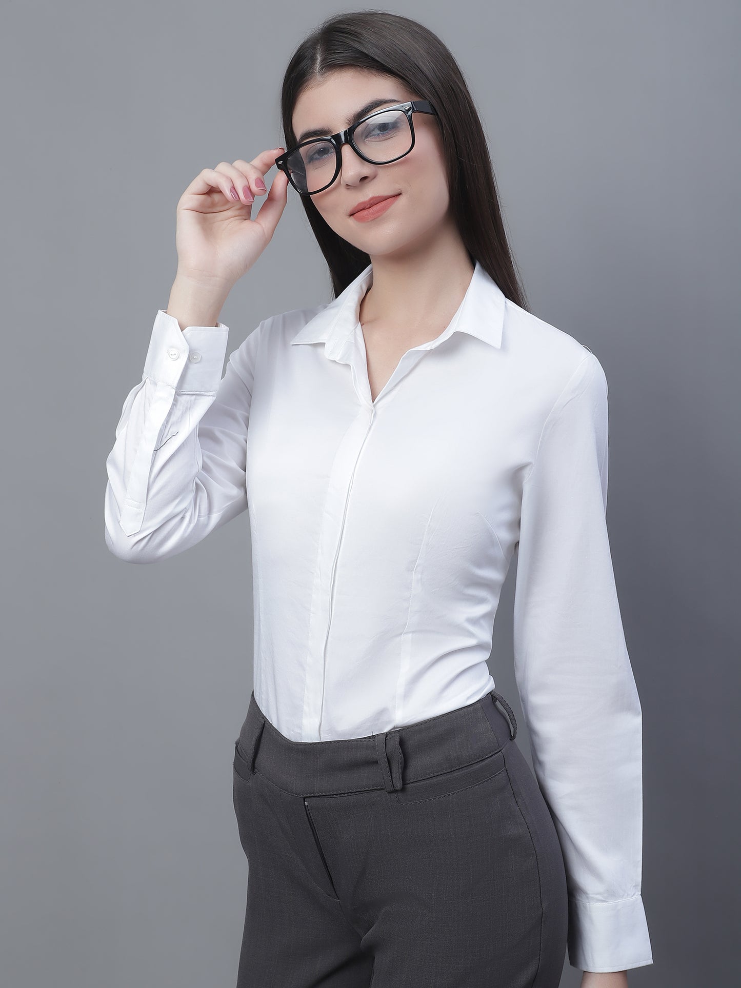 Cantabil Women Formal Full Sleeve White Shirt (7135523143819)