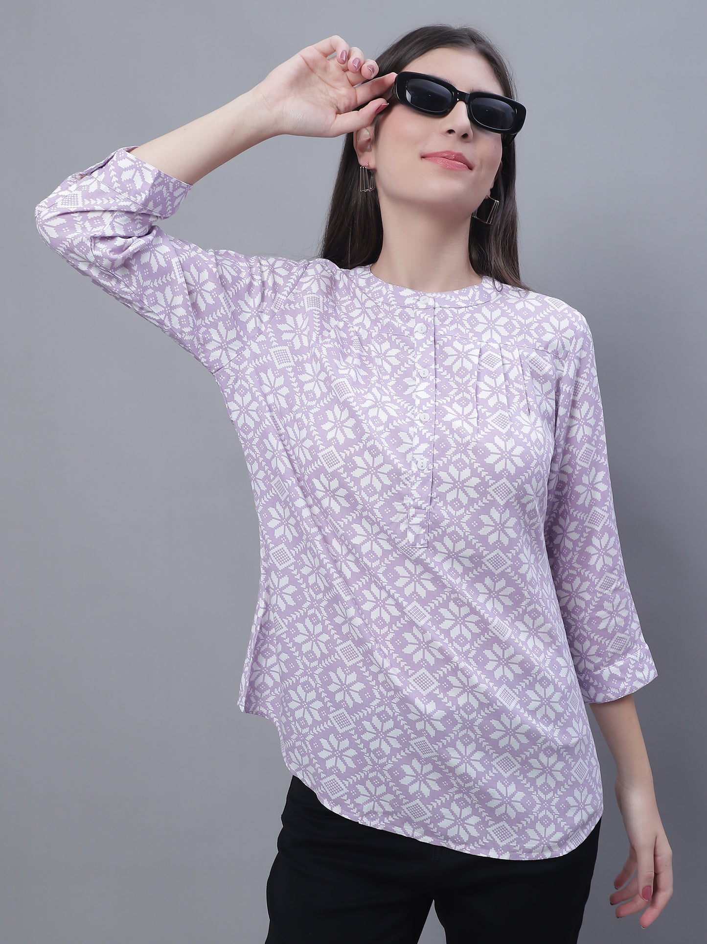 Cantabil Women Printed Purple Tunic (7135785025675)