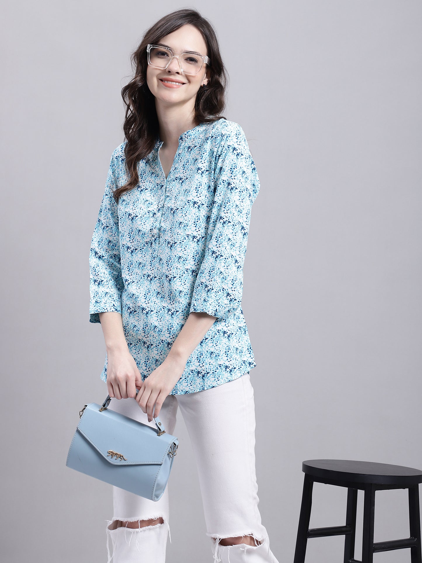 Cantabil Women Multi Color Floral Printed 3/4 sleeve Tunic (7155780878475)