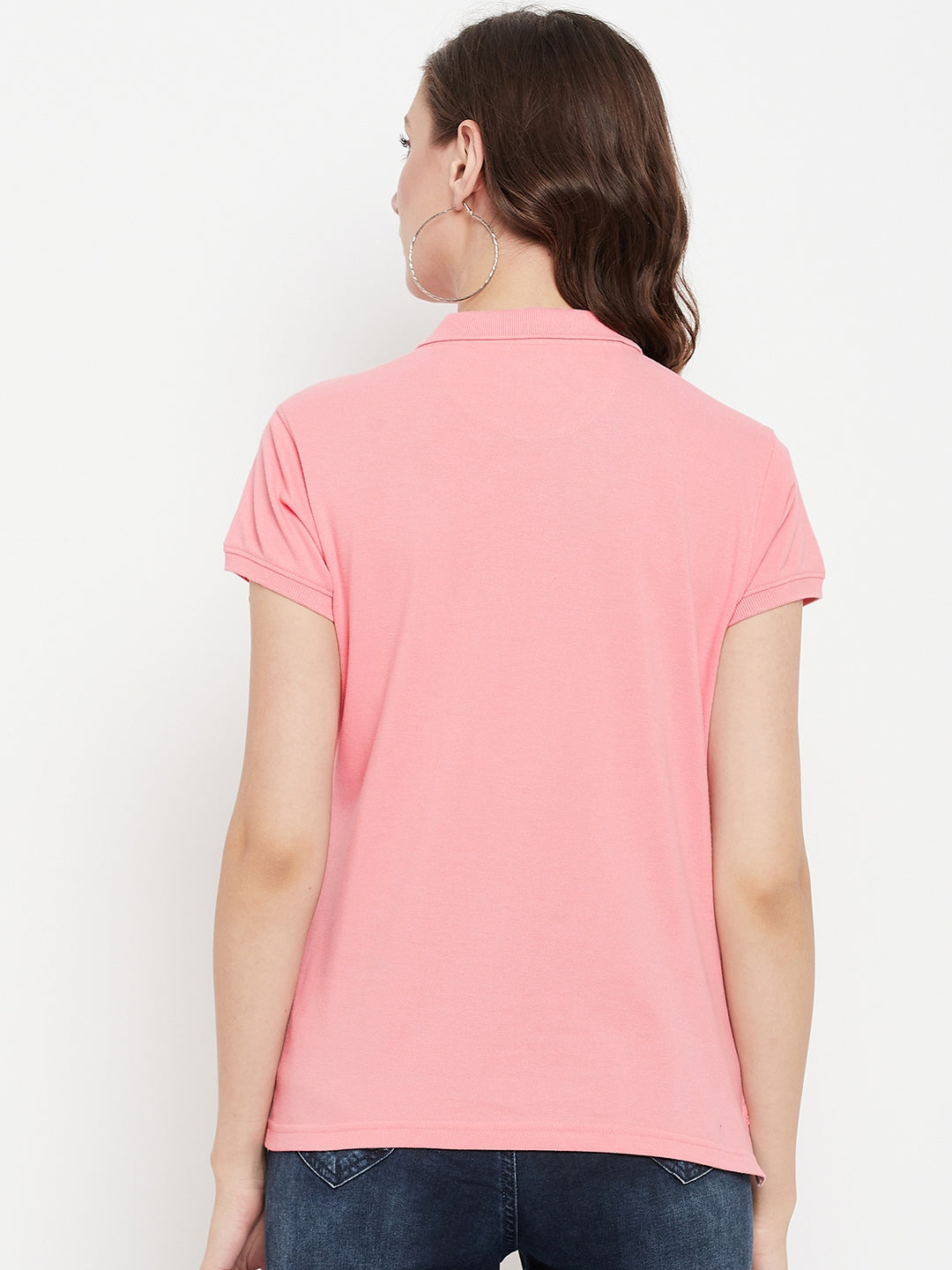 Cantabil Women Pink Polo Neck T-Shirt (7135566594187)