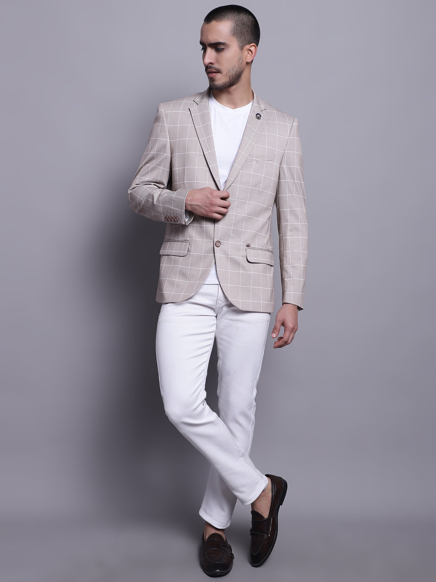 Cantabil Men Beige Casual Blazer (7143976894603)