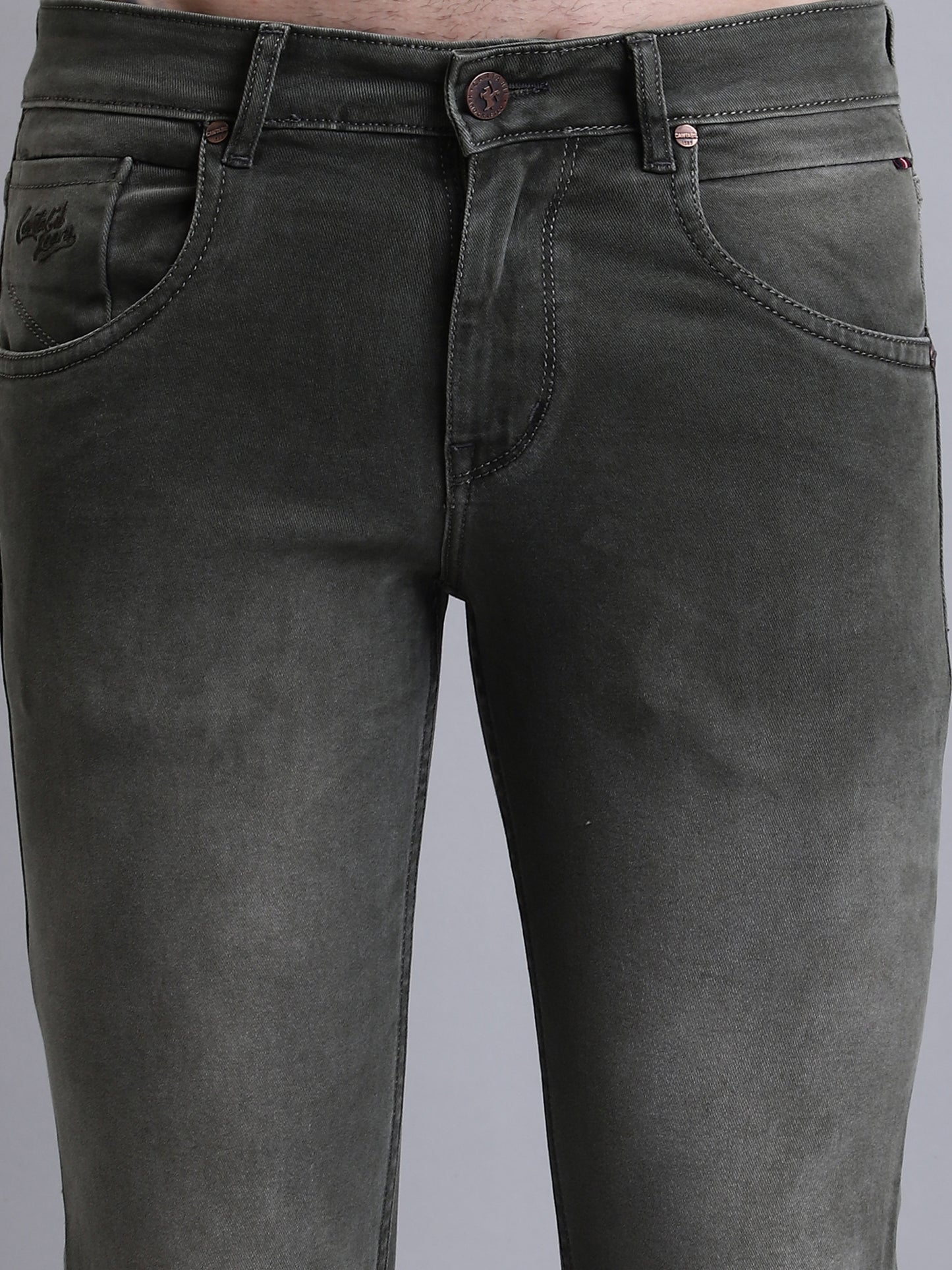 Cantabil Men Dark Grey Clean Look Casual Jeans (7156335444107)