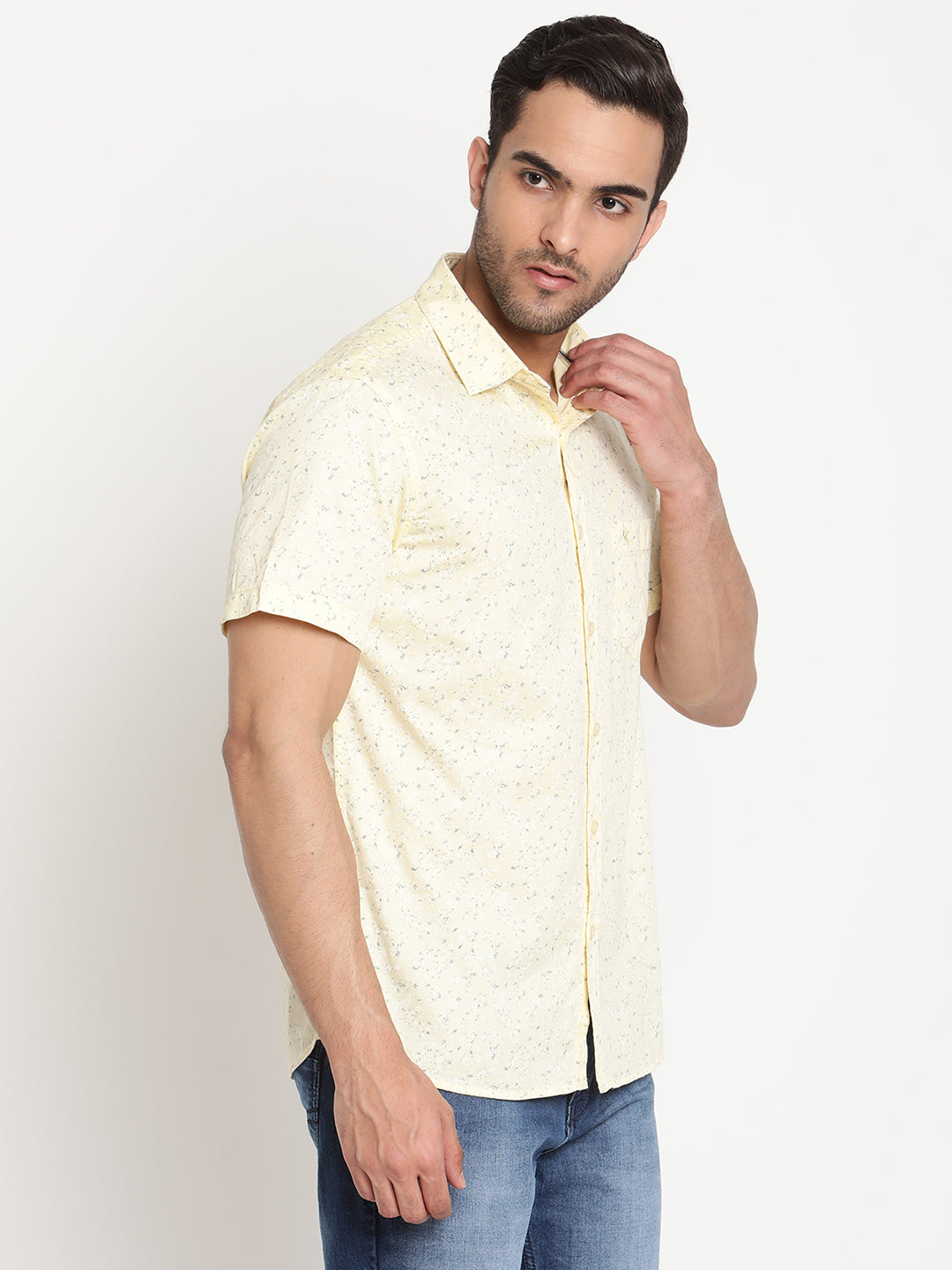 Cantabil Men Cotton Printed Lemon Half Sleeve Casual Shirt for Men with Pocket (6795479908491)