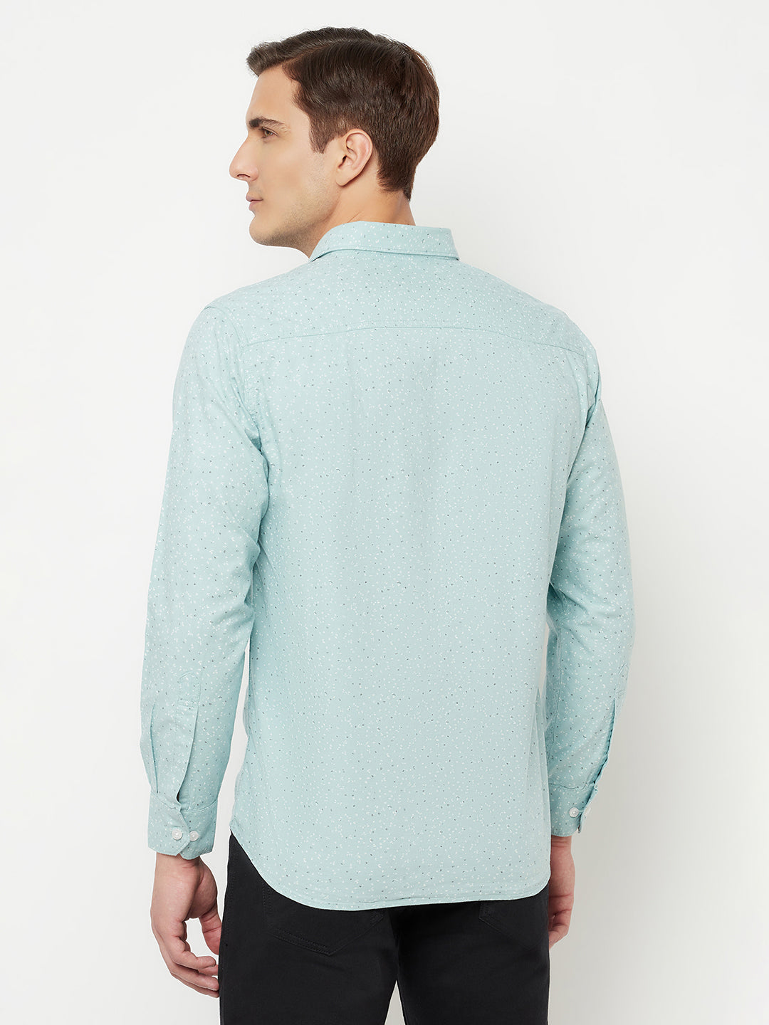 Cantabil Cotton Printed Light Green Full Sleeve Casual Shirt for Men with Pocket (6814919524491)