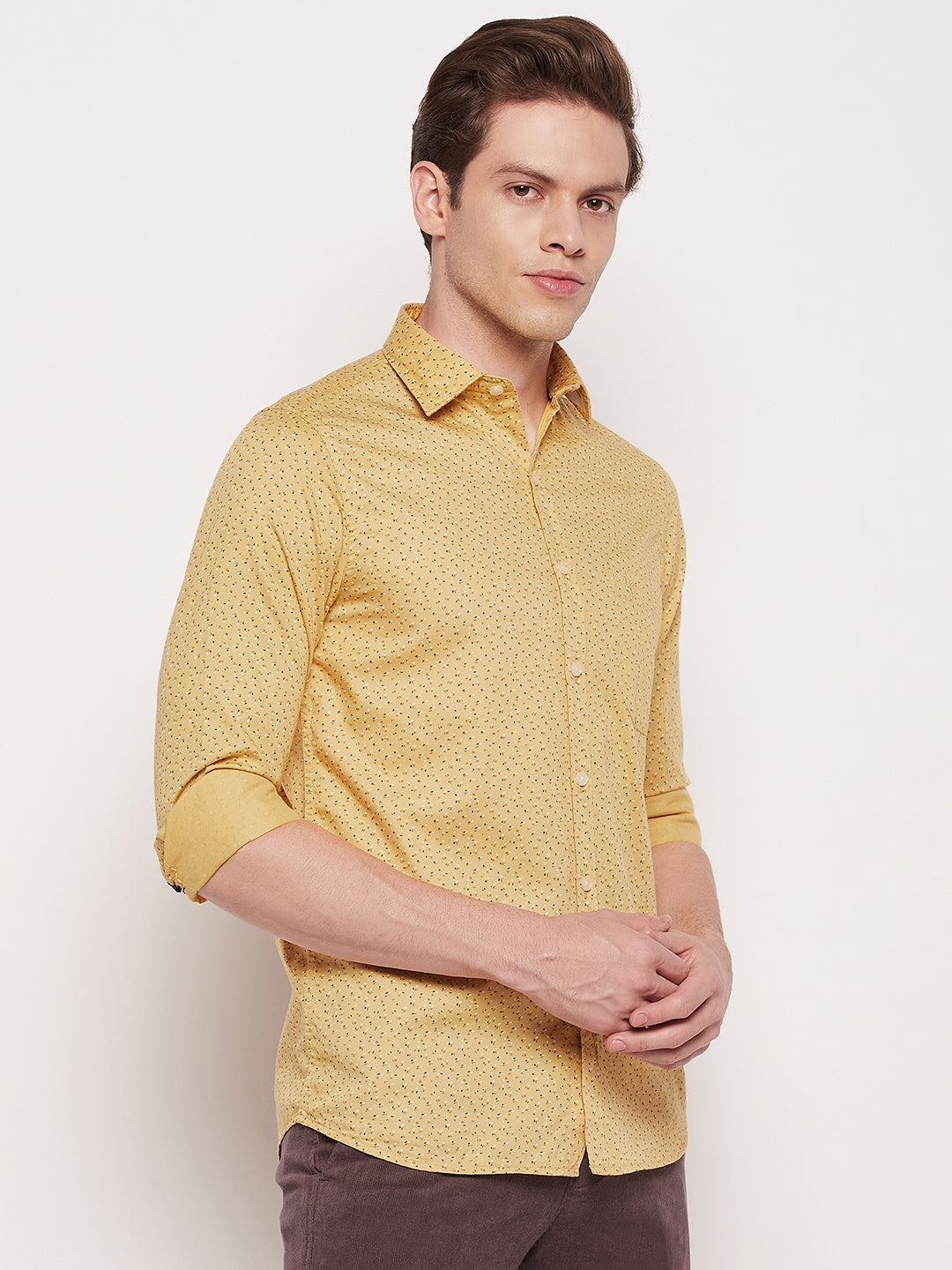 Cantabil Cotton Printed Lemon Full Sleeve Casual Shirt for Men with Pocket (7057387683979)