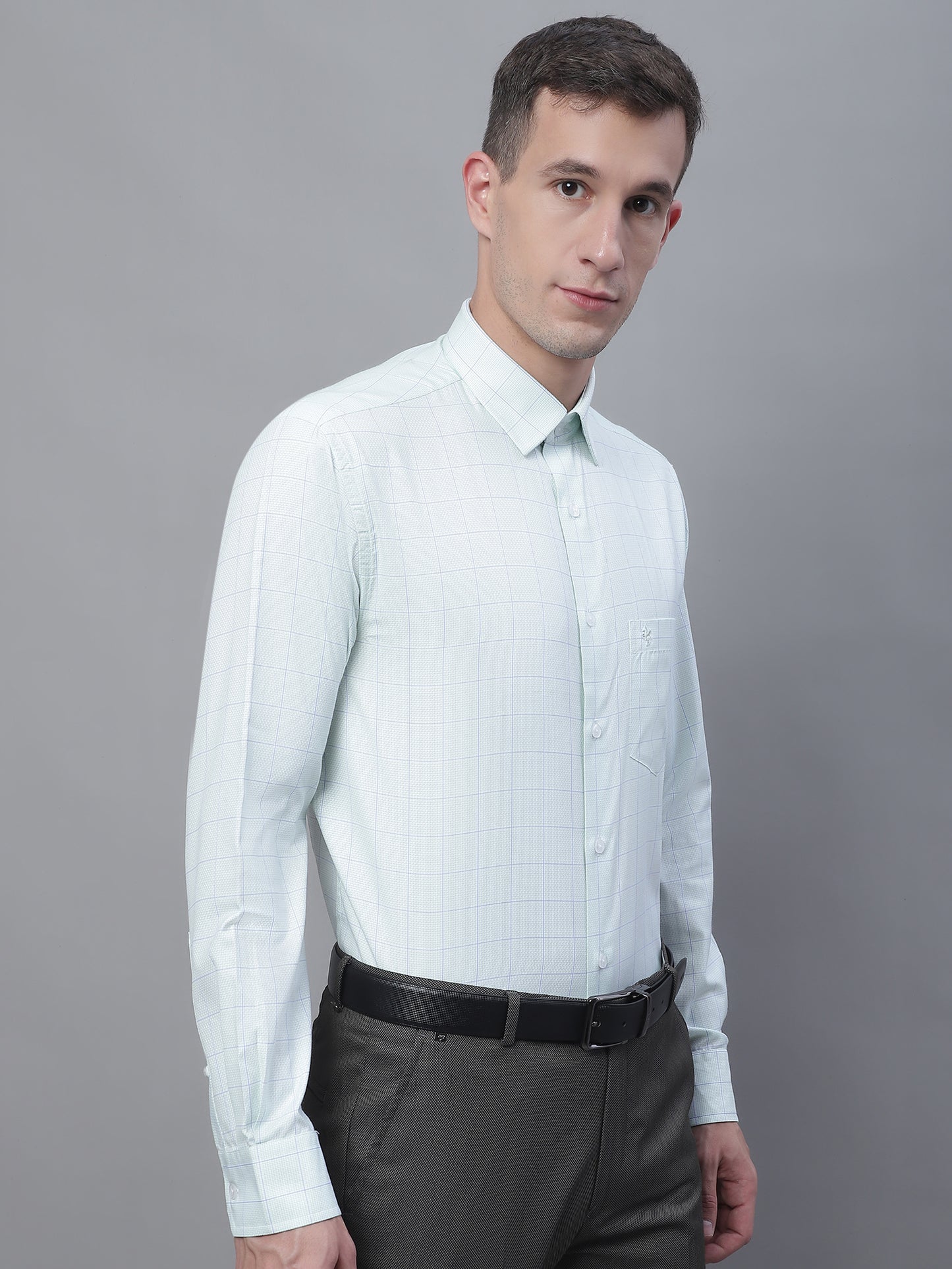 Cantabil Men Formal Full Sleeve Green Shirt (7135107055755)