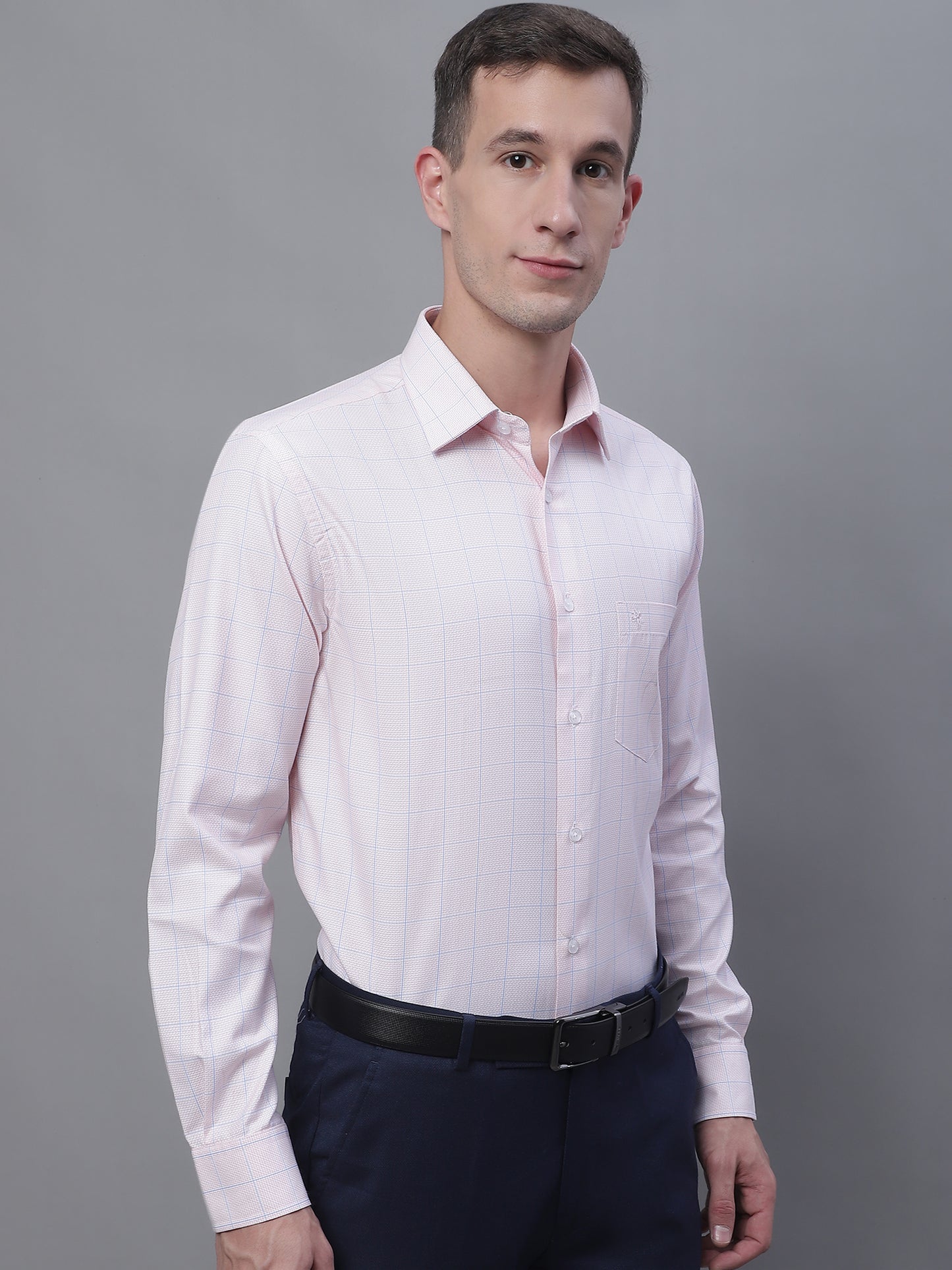 Cantabil Men Formal Full Sleeve Peach Shirt (7135107514507)