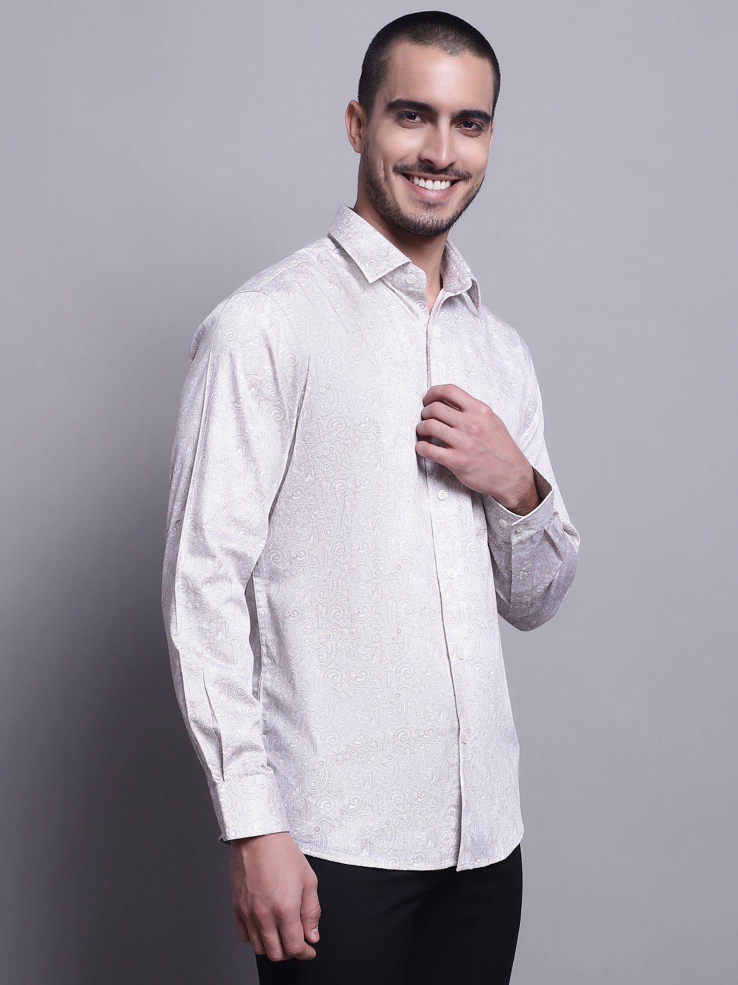 Cantabil Men Brown Party Wear Shirt (7137594343563)