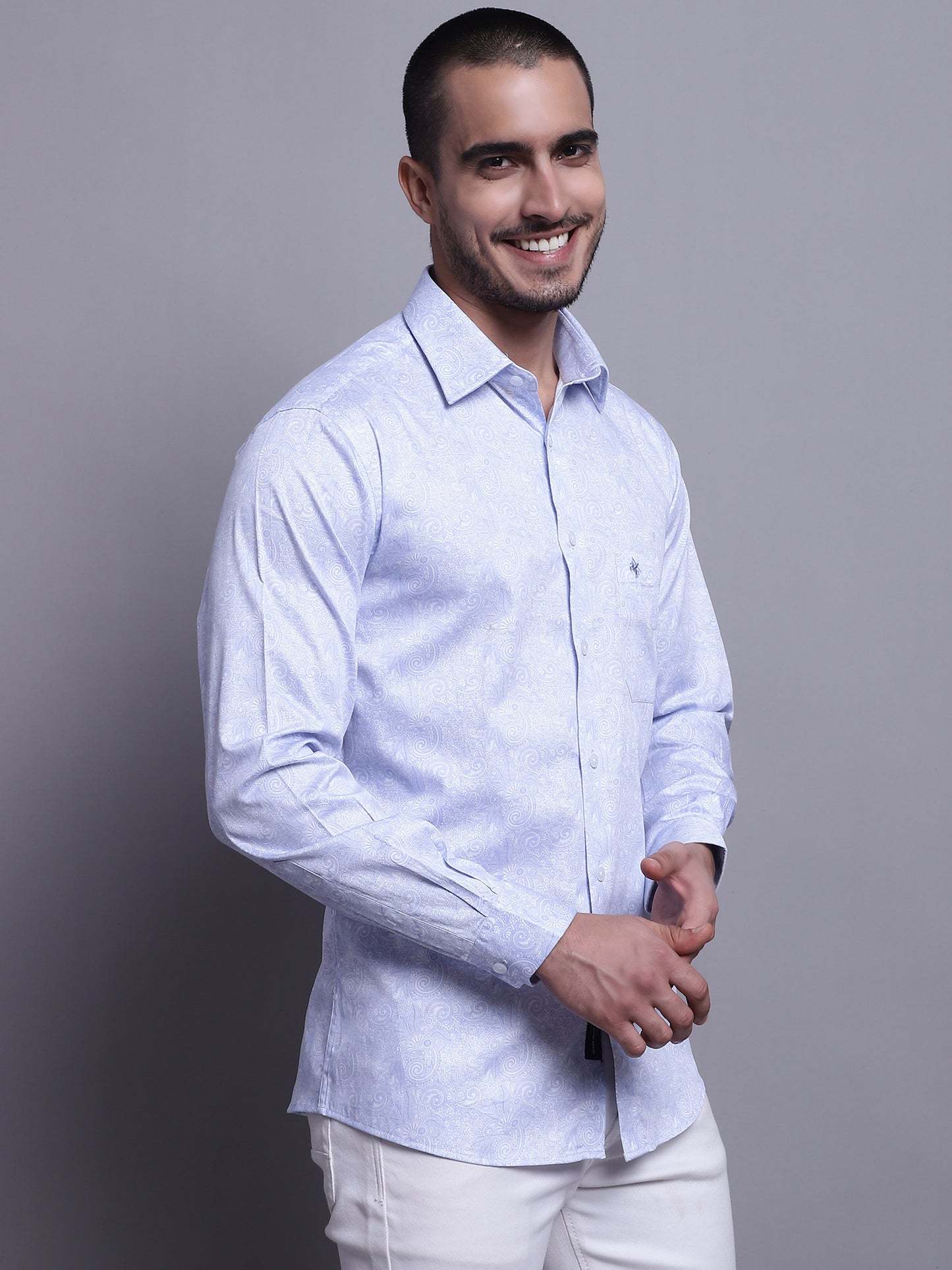 Cantabil Men Sky Blue Party Wear Shirt (7137583235211)