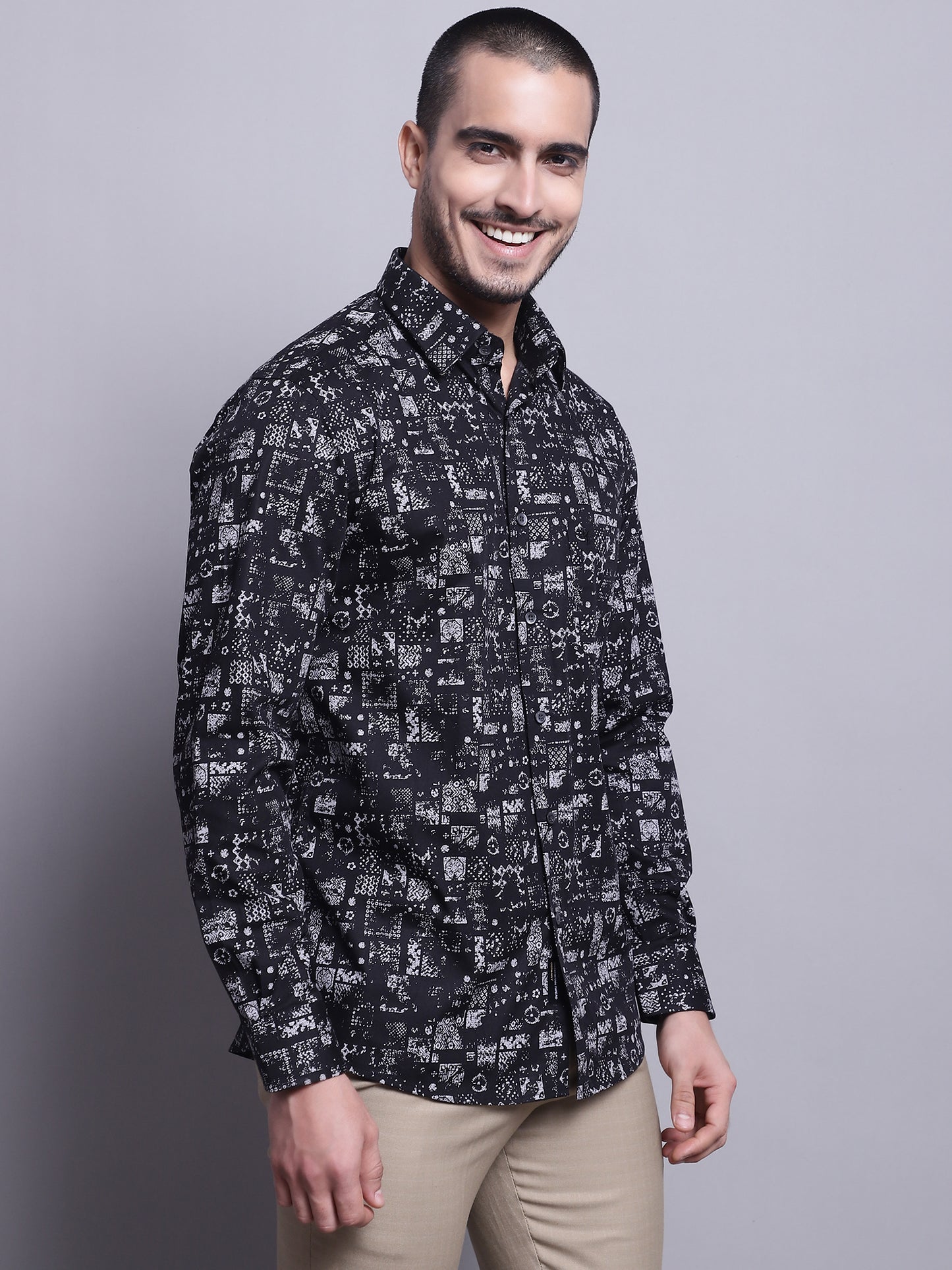 Cantabil Men Black Party Wear Shirt (7137583693963)