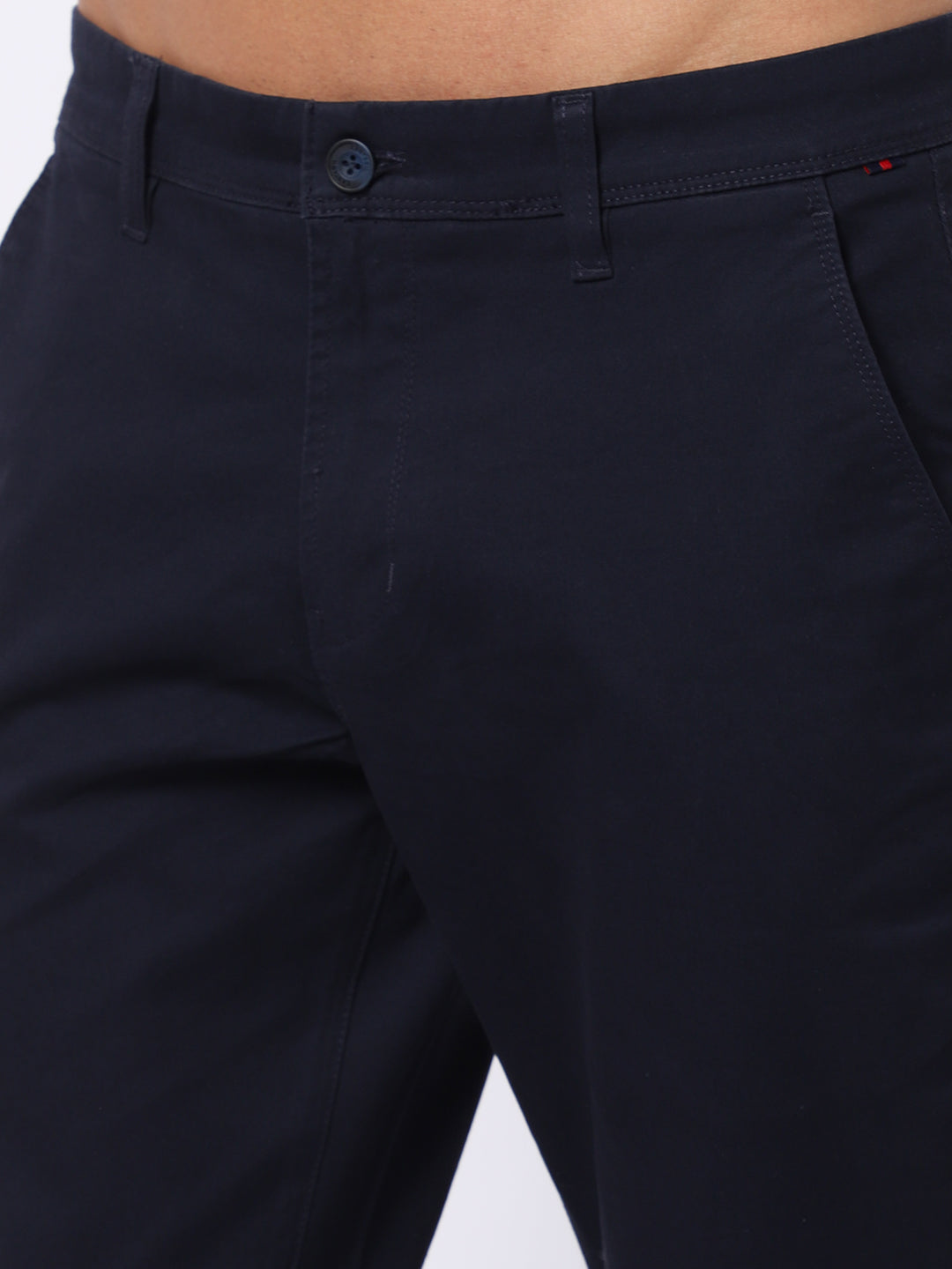 Cantabil Men Navy Blue Cotton Blend Regular Fit Casual Trouser (6930250301579)
