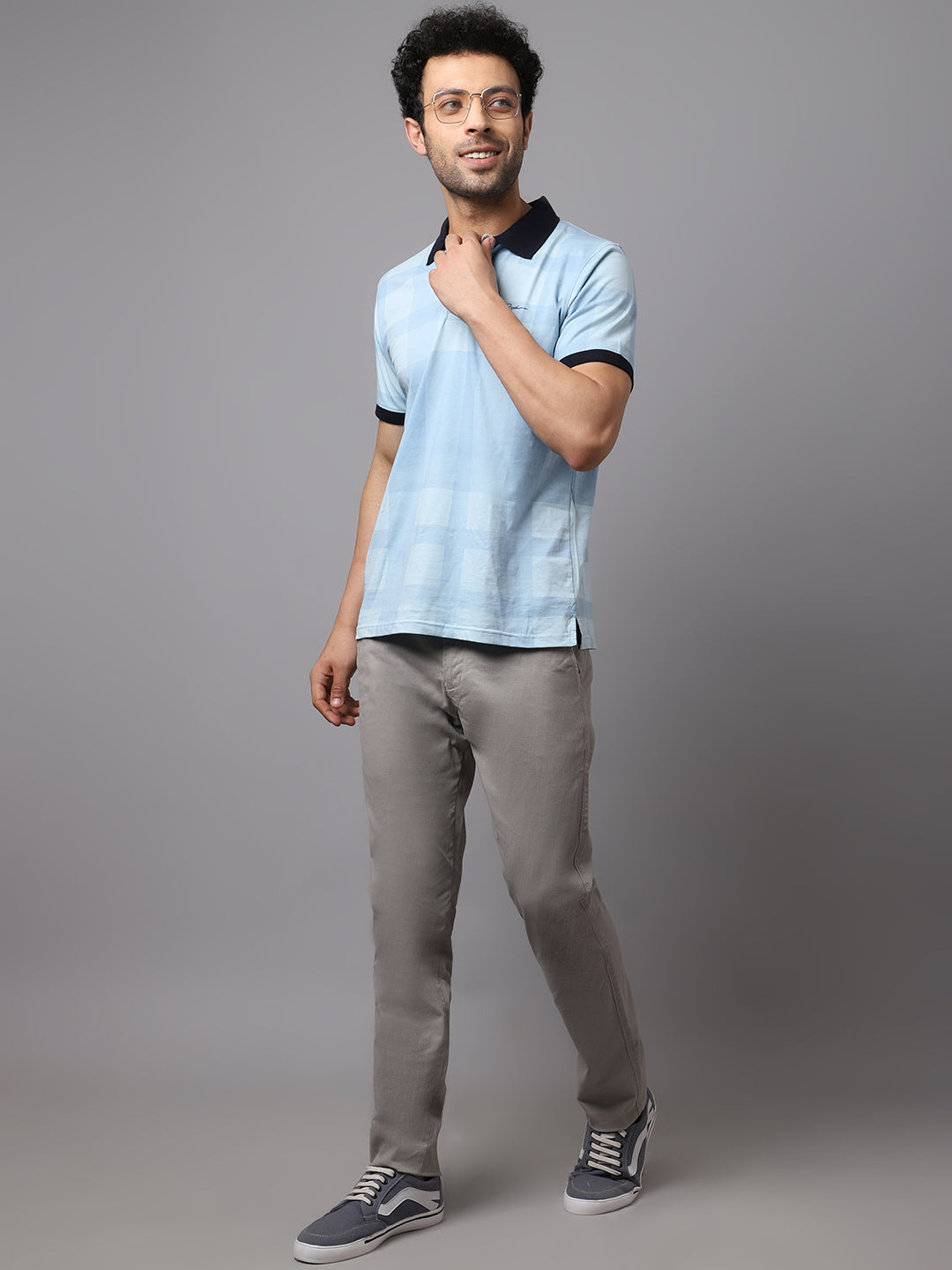 Cantabil Men Grey Cotton Blend Printed Regular Fit Casual Trouser (7048963063947)