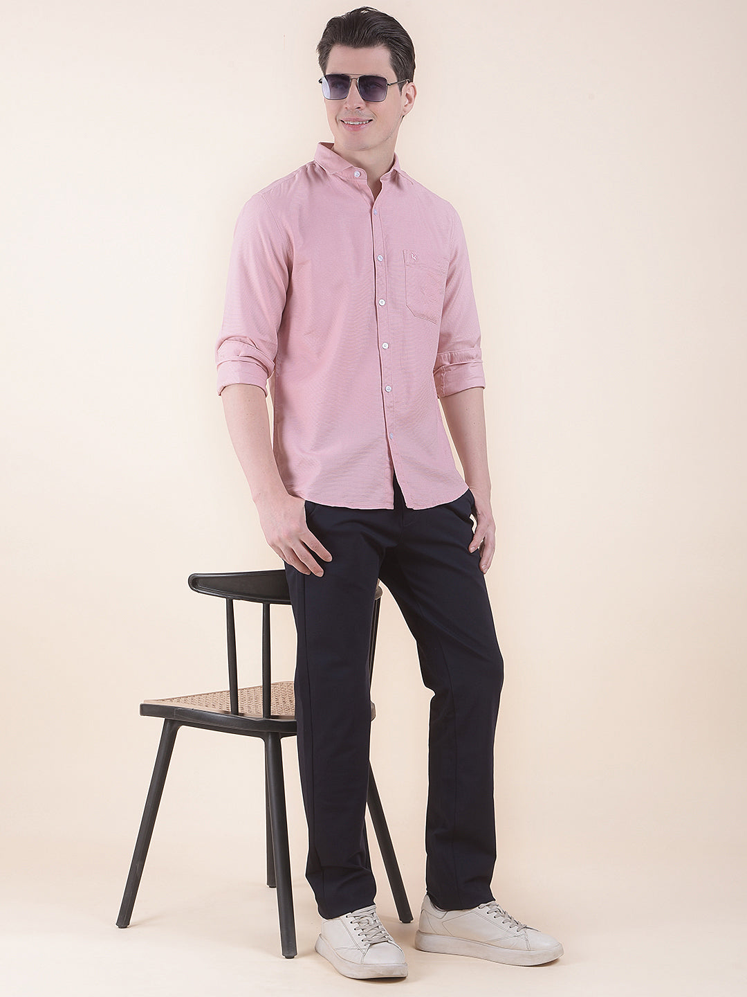 Black Smart Fit Solid Casual Trouser
