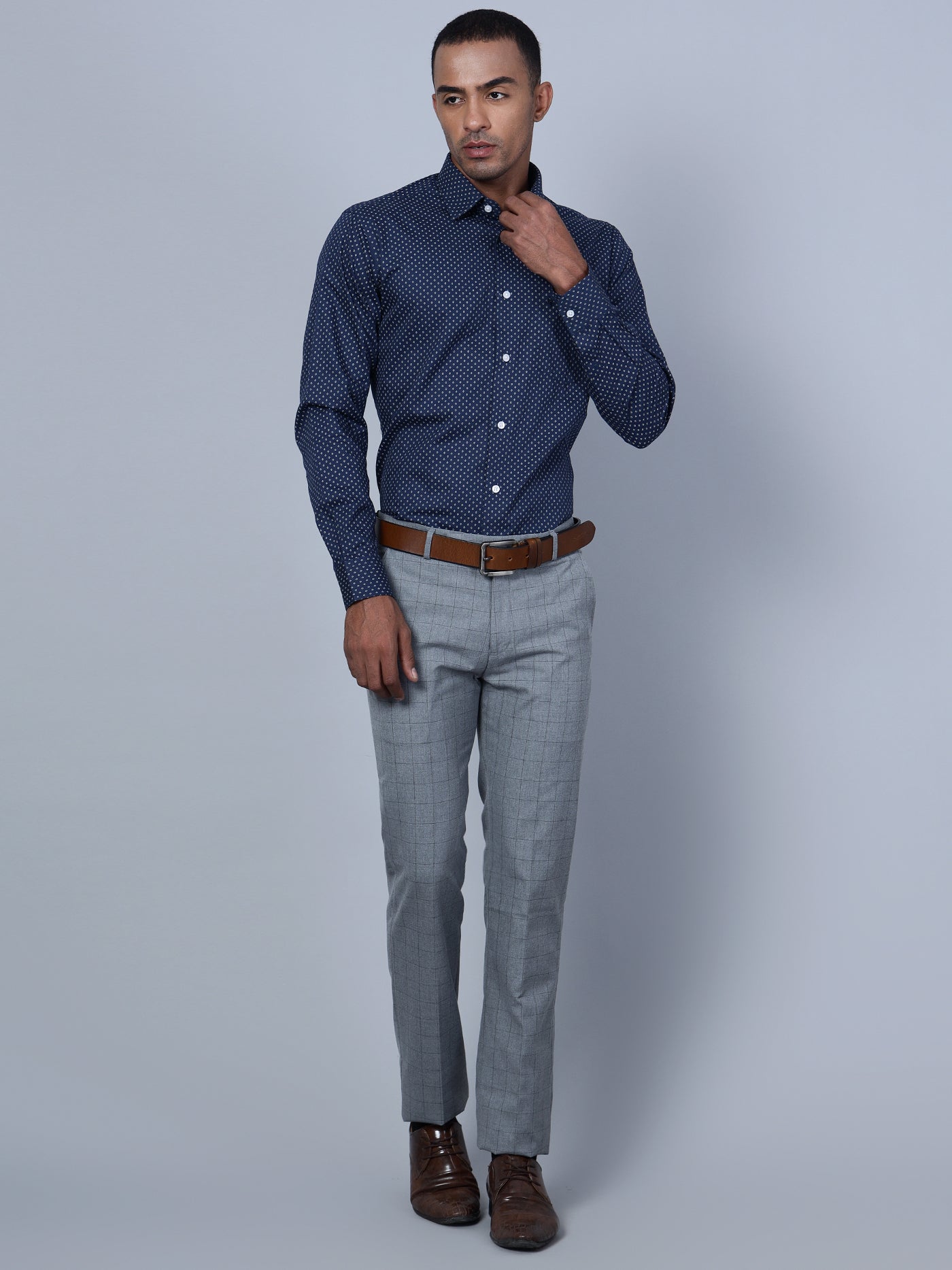 Cantabil Men Grey Formal Trouser (7135789154443)