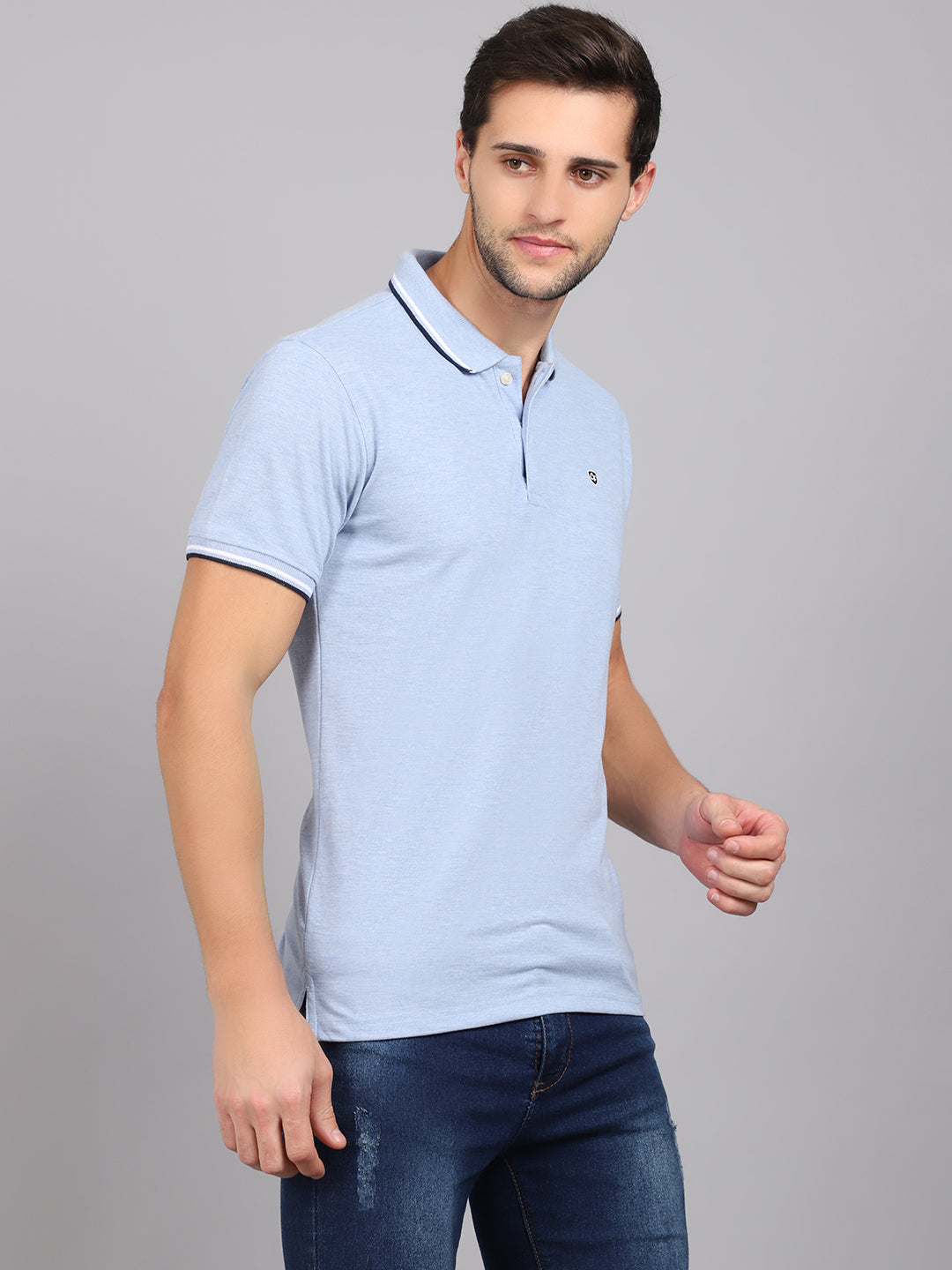 Cantabil Men's Sky Melange T-Shirt (6842510246027)