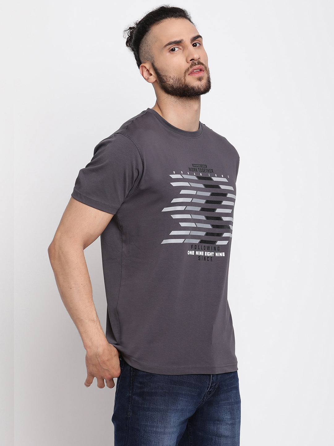 Cantabil Men's Dark Grey T-Shirt (6771373801611)