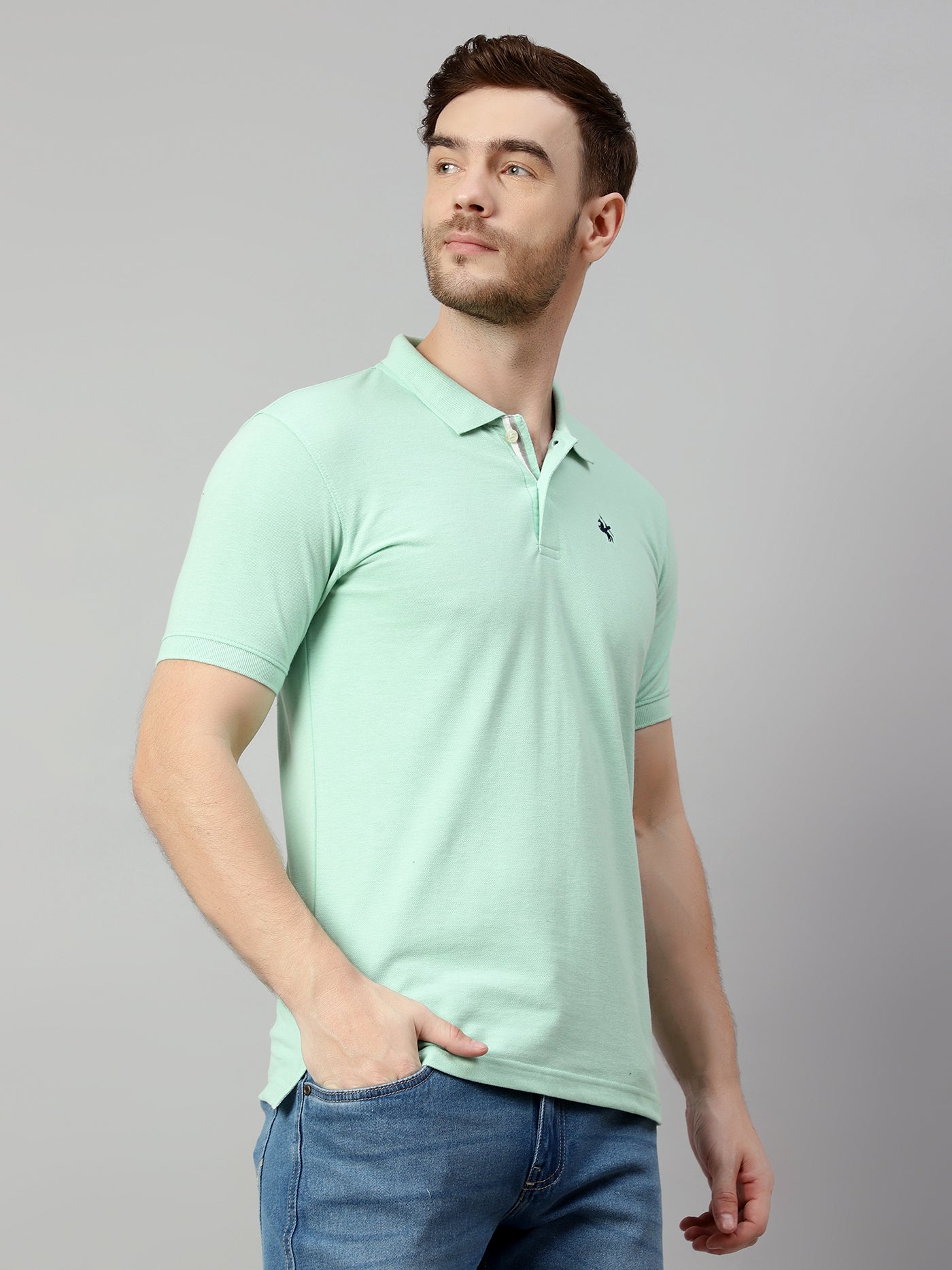 Cantabil Men Light Green T-Shirt (7114270310539)
