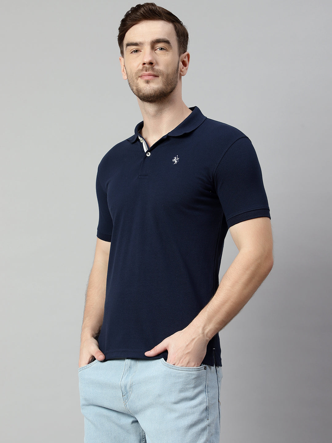 Cantabil Men Light Navy T-Shirt (7114266345611)