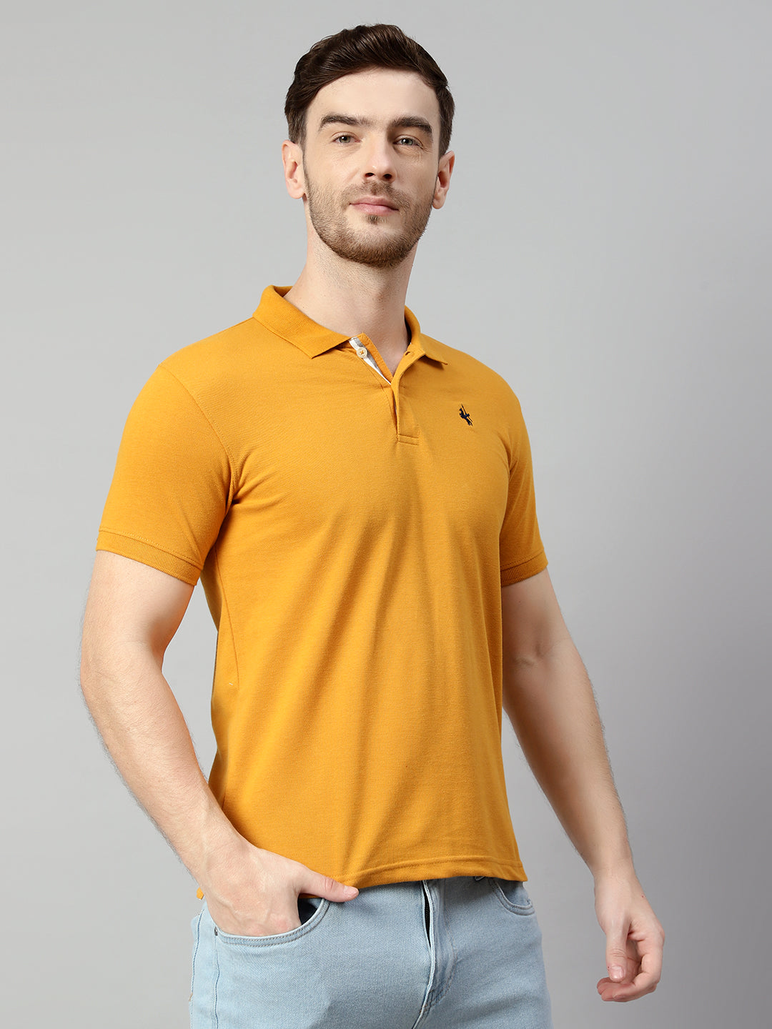 Cantabil Men Mustard T-Shirt (7113905930379)