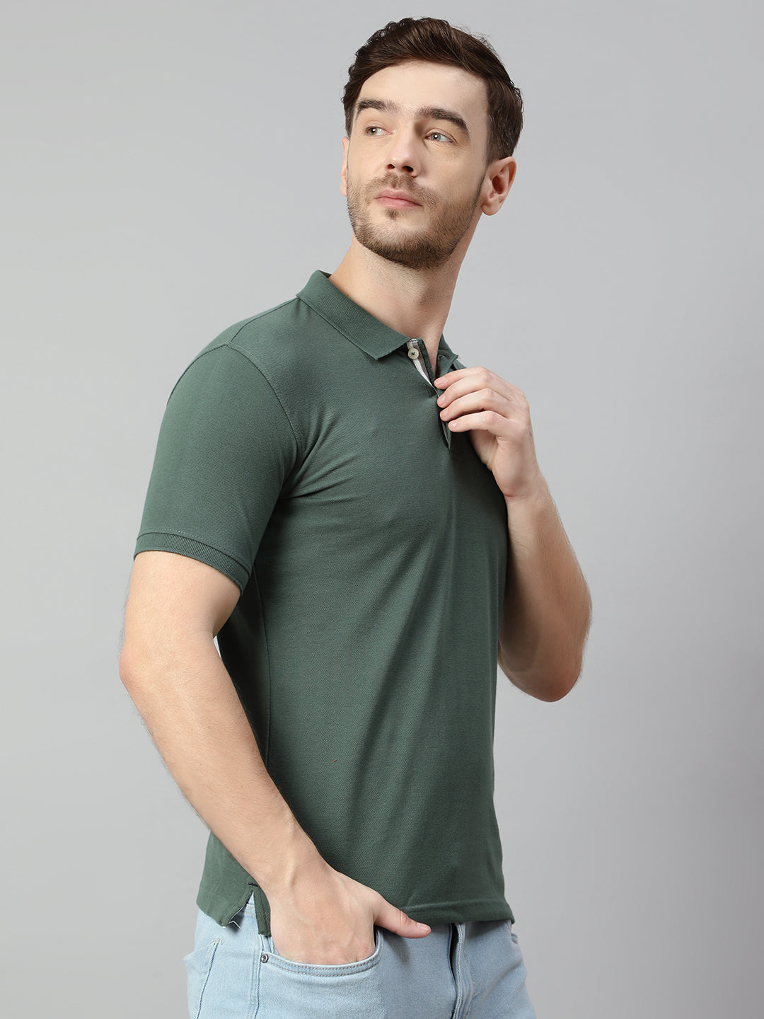 Cantabil Men Olive T-Shirt (7113874079883)