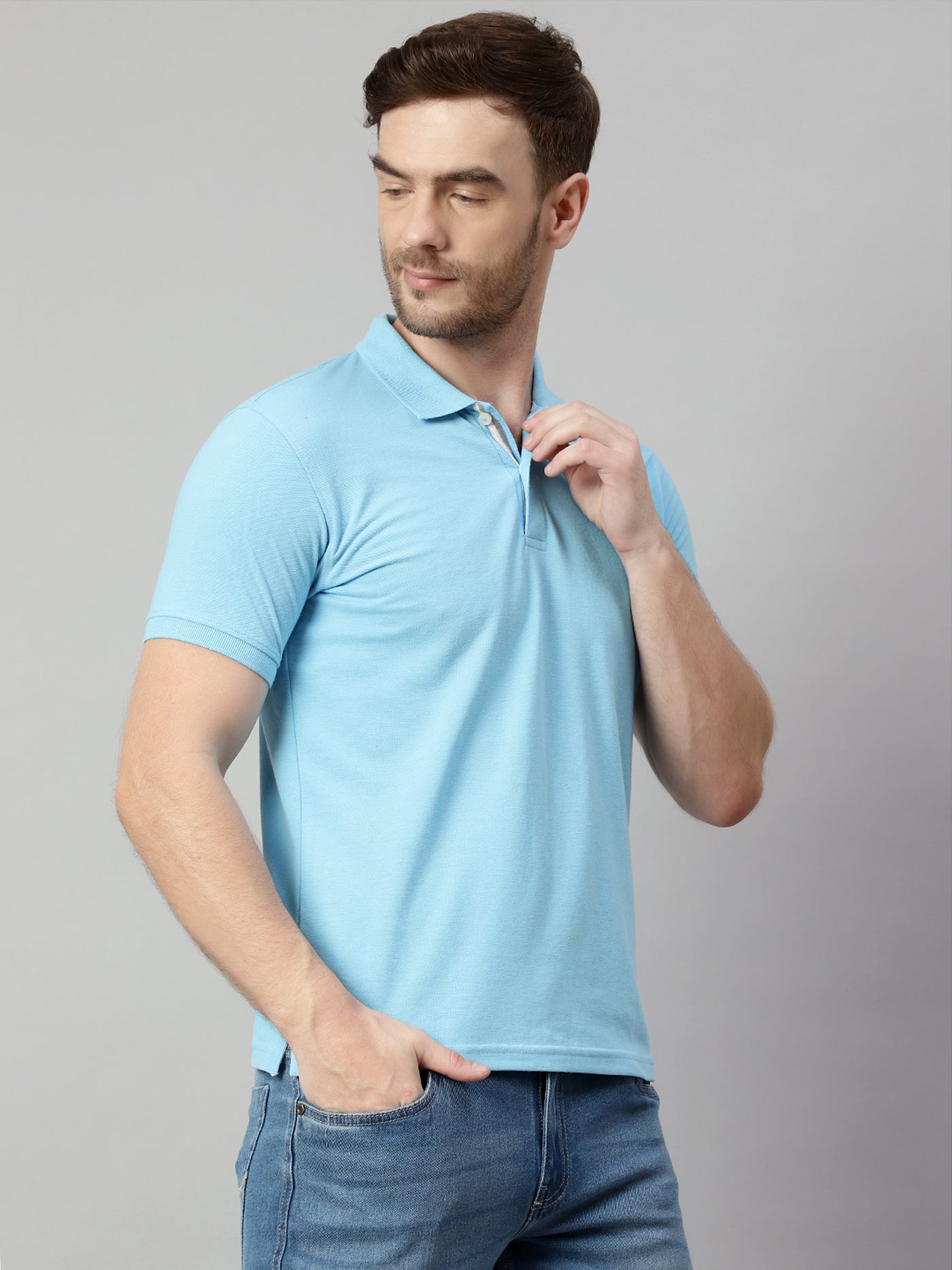 Cantabil Men Sky Blue T-Shirt (7113879027851)