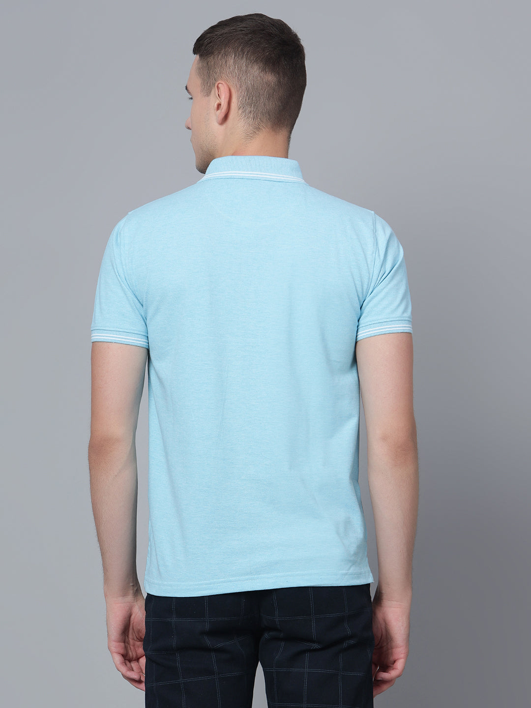 Cantabil Men Turquoise Mélange T-Shirt (7133667197067)