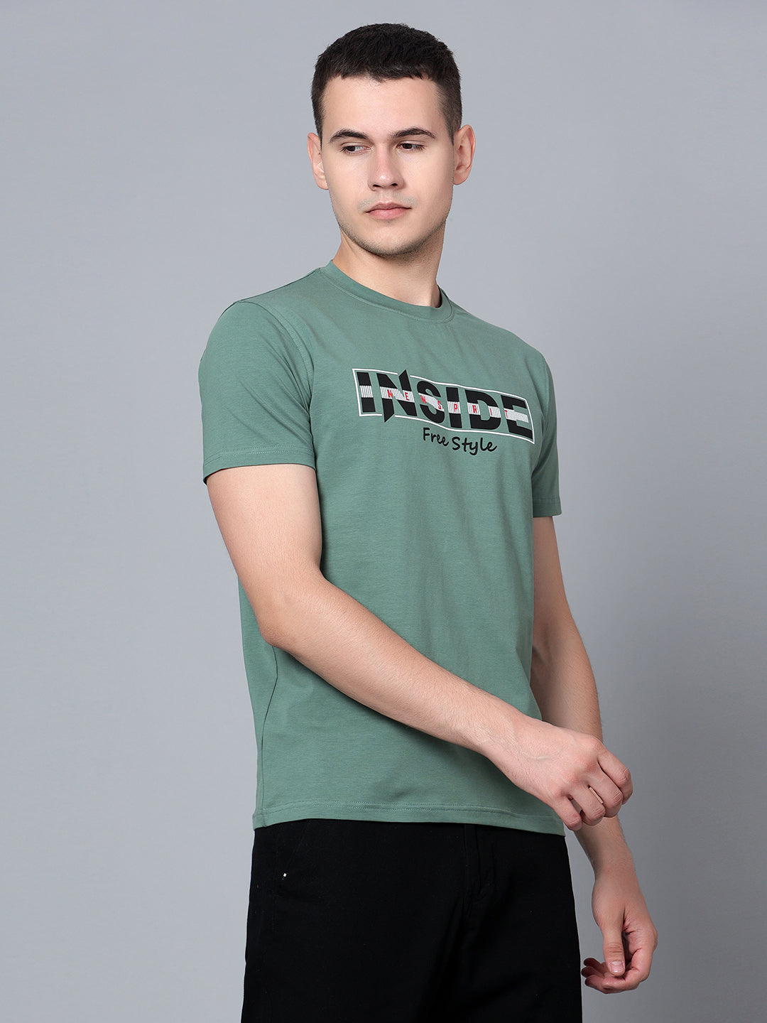 Cantabil Men Light Green T-Shirt (7133667983499)