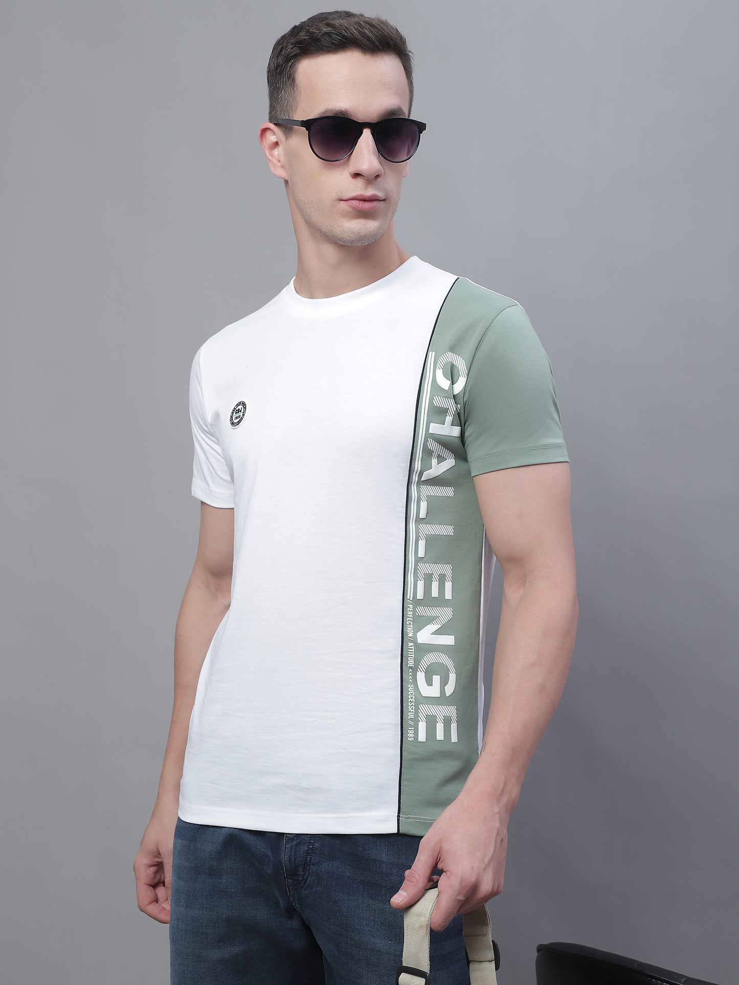 Cantabil Men White Round Neck T-Shirt (7136116080779)