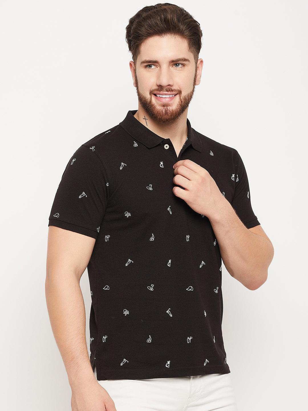 Cantabil Men Black Polo T-Shirt (7134700798091)