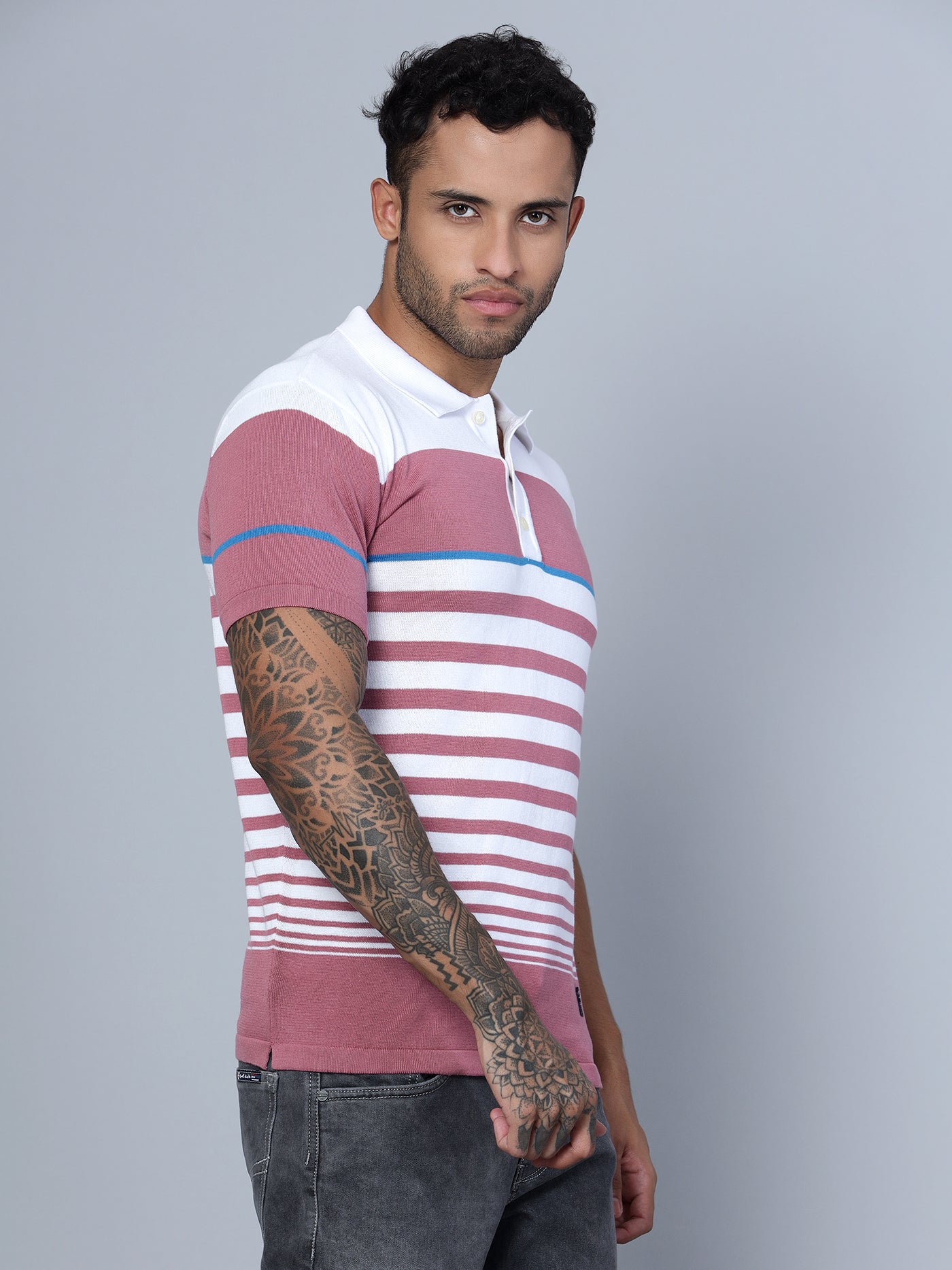 Cantabil Men Polo Neck White T-Shirt (7134718820491)