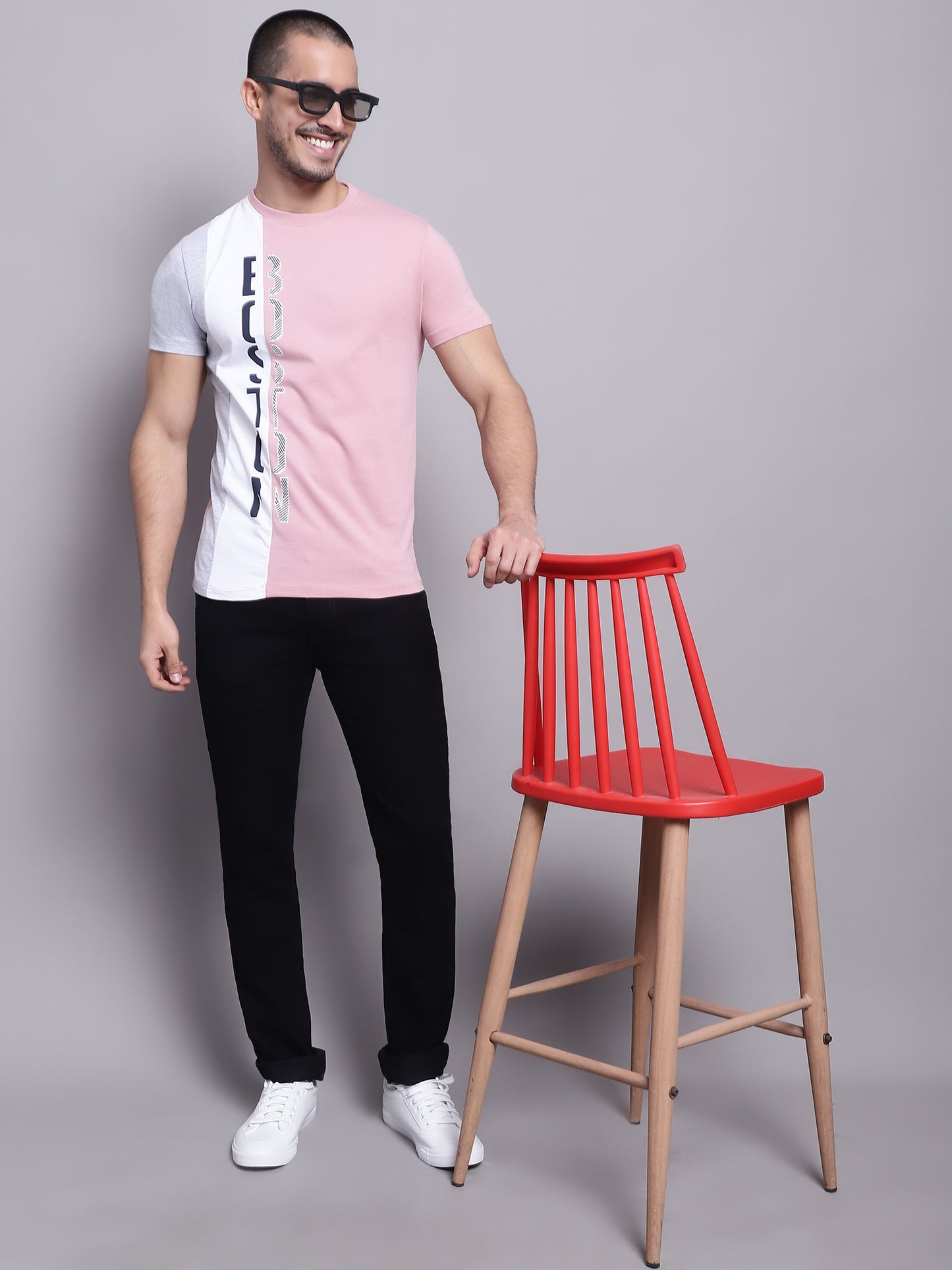 Cantabil Men Casual Dusty Pink T-Shirt (7142551126155)