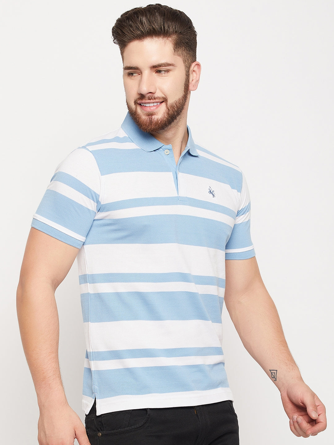 Cantabil Men Sky Blue Polo T-Shirt (7135098339467)