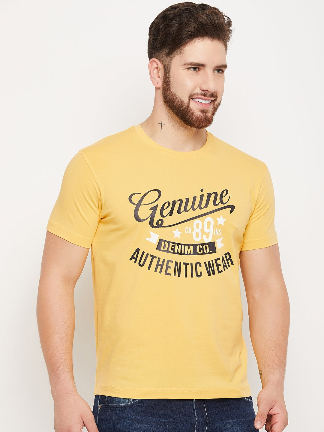 Cantabil Men Yellow T-Shirt (7135139135627)
