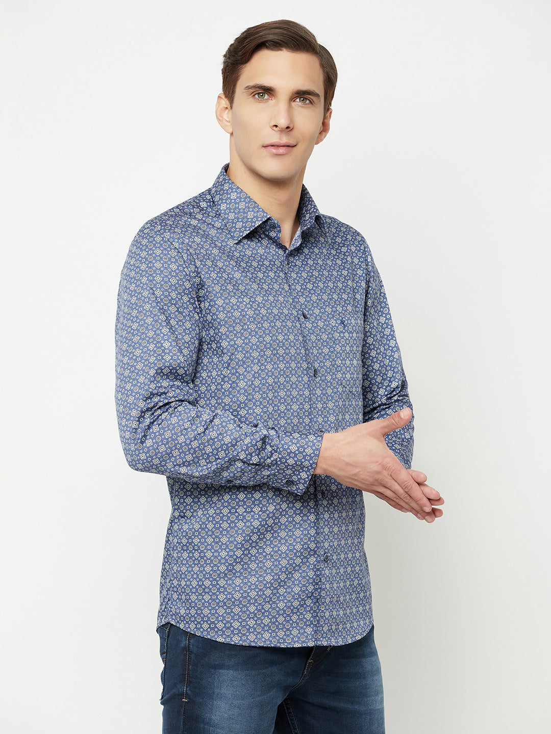 Cantabil Men's Royal Blue Party Wear Shirt (6827083366539)