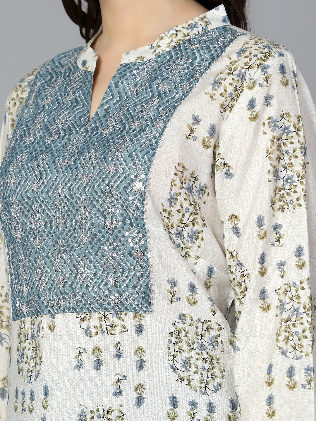 Cantabil Men Blue Print Kurta Palazzos Set (7085827522699)