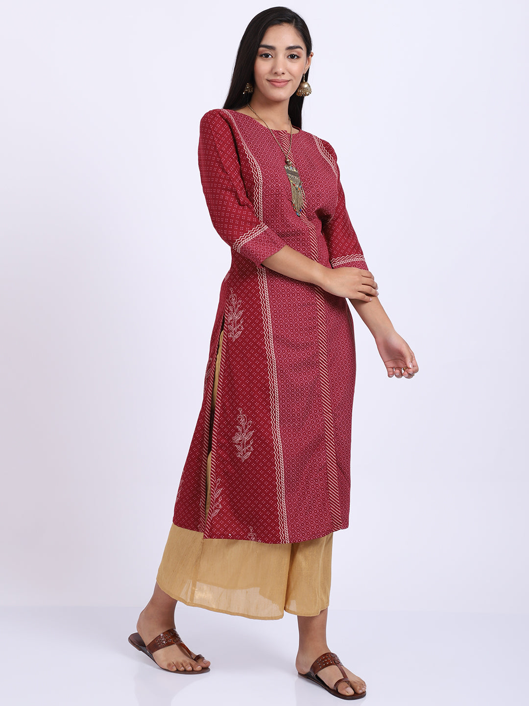Cantabil Women's Maroon Kurti (6854300860555)