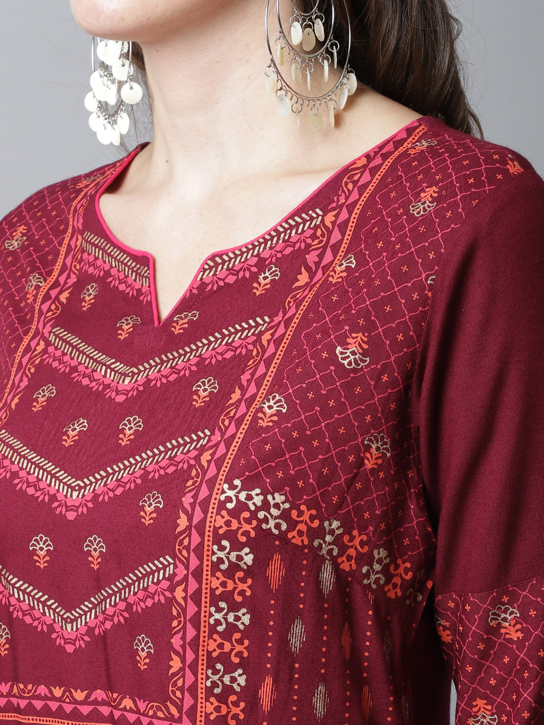 Cantabil Women's Maroon Kurti (6993923375243)