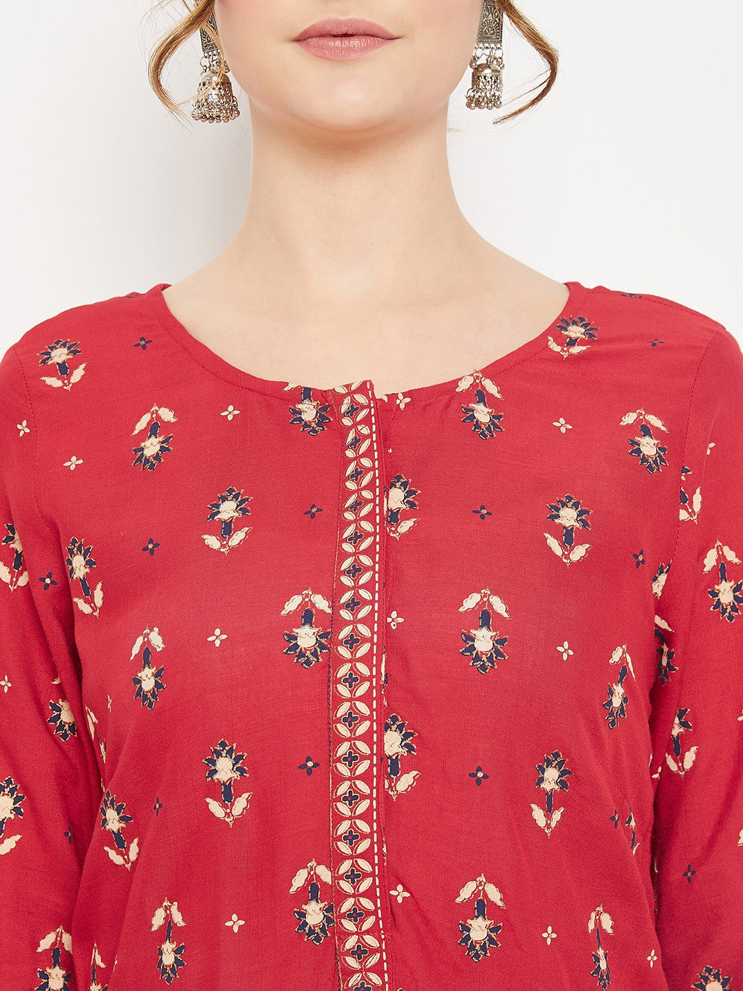 Cantabil Women Red Kurti (7086586396811)