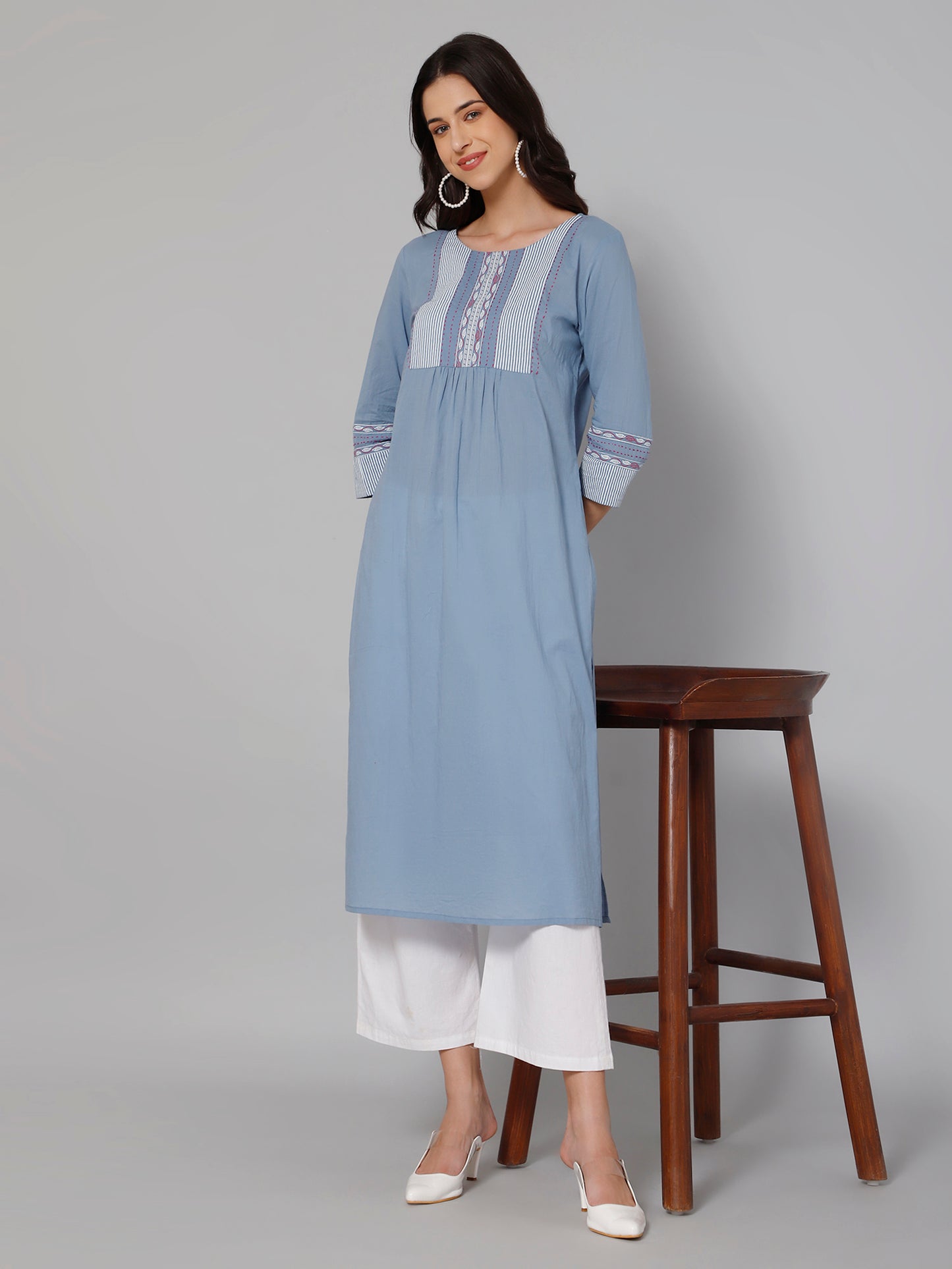 Cantabil Women Blue Print Kurti (7033530679435)