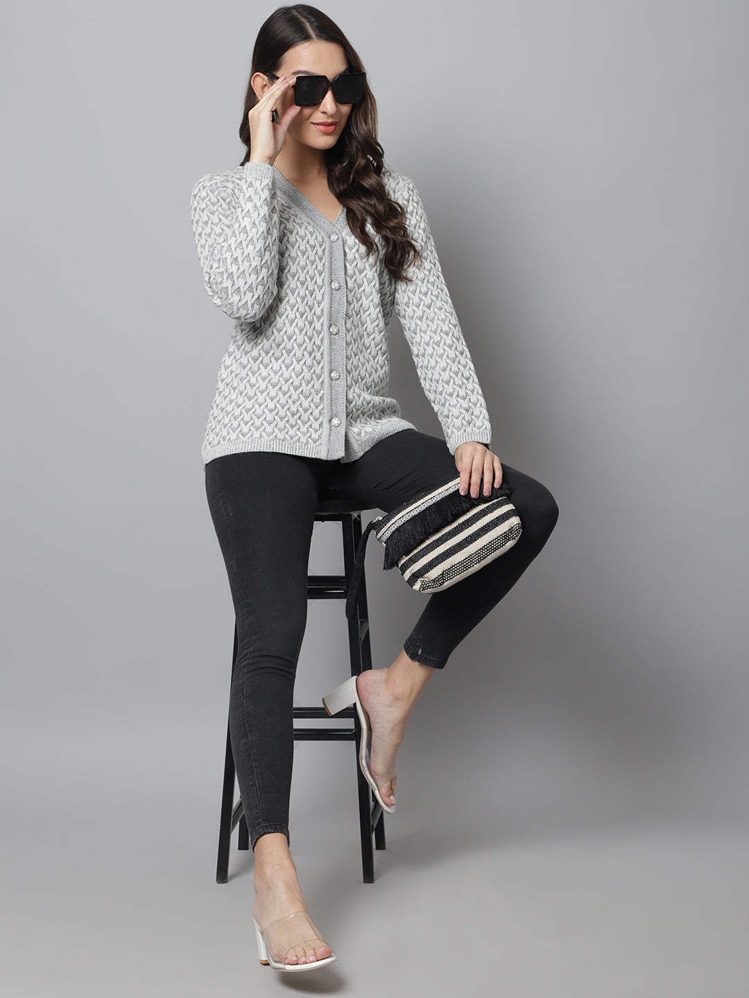 Cantabil Women Grey Sweater (7048360460427)