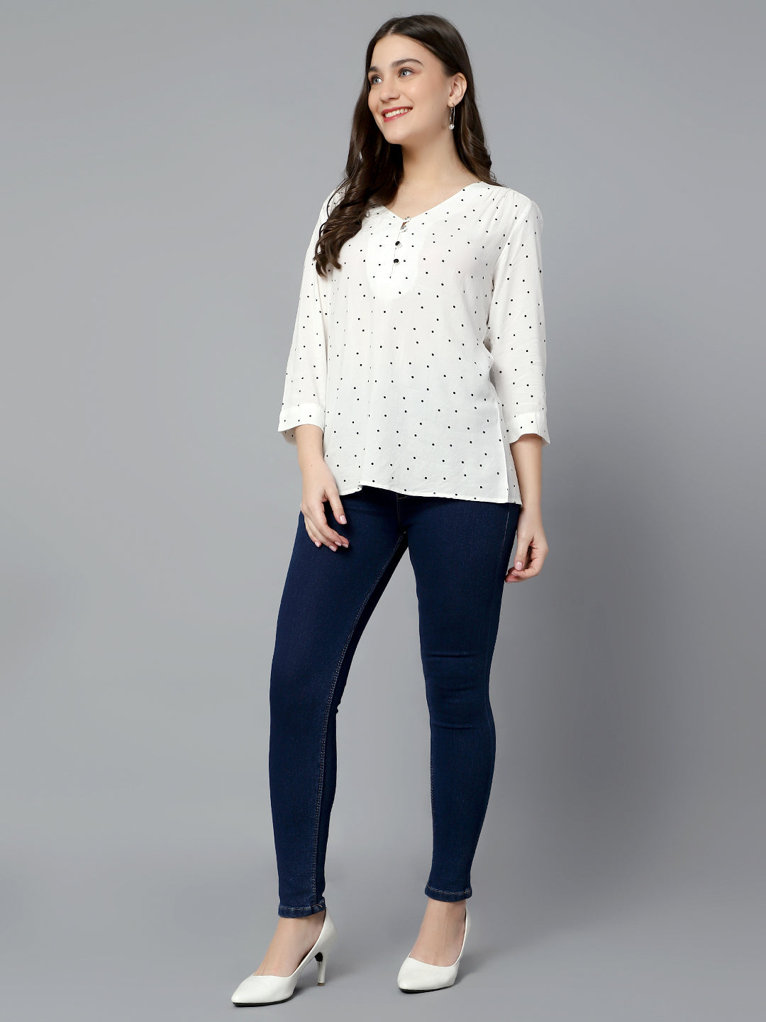 Cantabil Women Black & White Top (7085499875467)