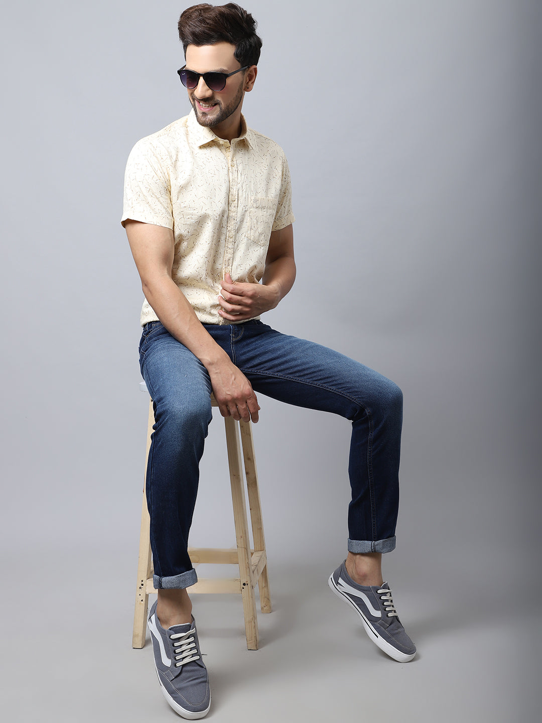 Cantabil Mens Dark Carbon Blue Jeans (7035304607883)