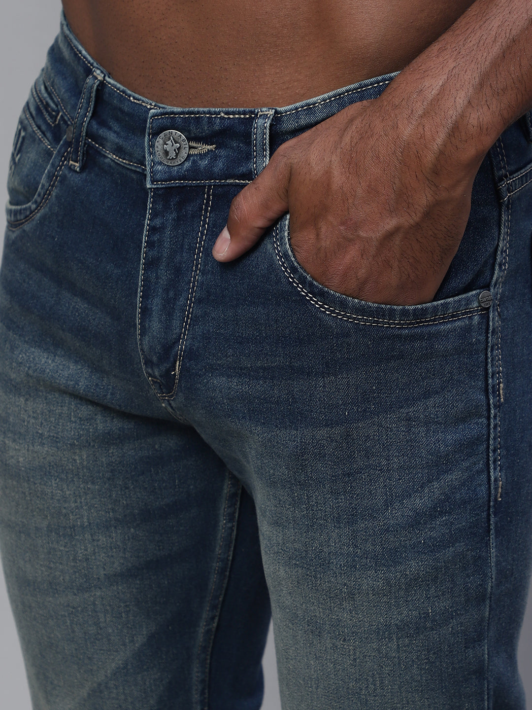 Cantabil Men Dirty Green Jeans (7114297704587)